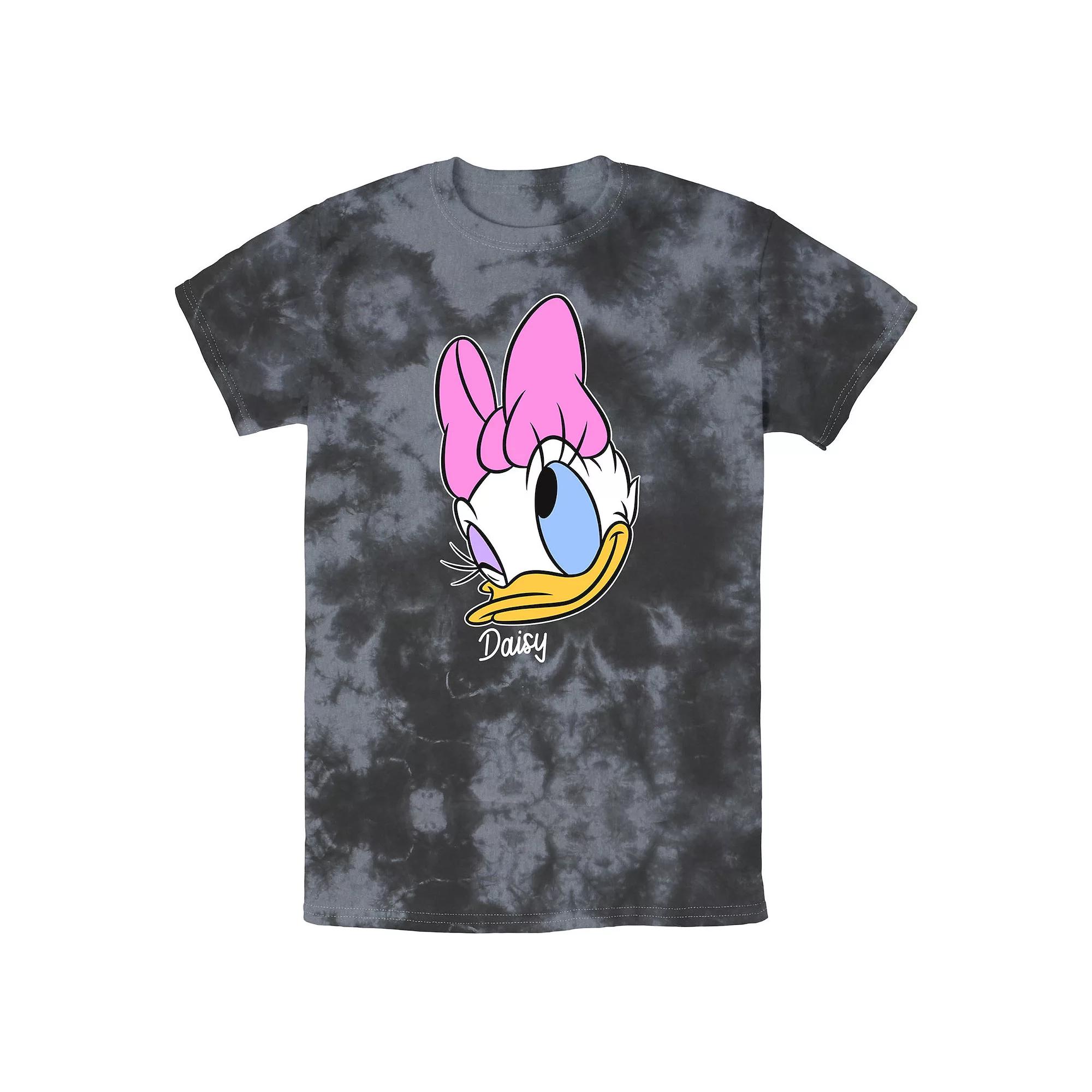 Men's Disney Daisy Duck Winking Face Portrait Wash Tee, Size: XXL, Black Grey Product Image