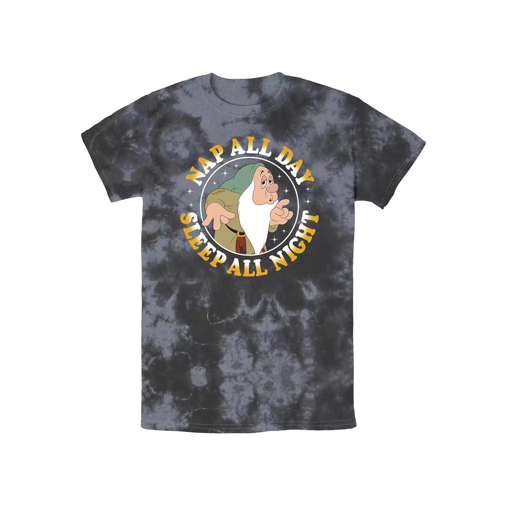 Men's Disney Snow White Dwarf Sleepy Nap All Day Sleep All Night Bomabrd Wash Tee,  Product Image