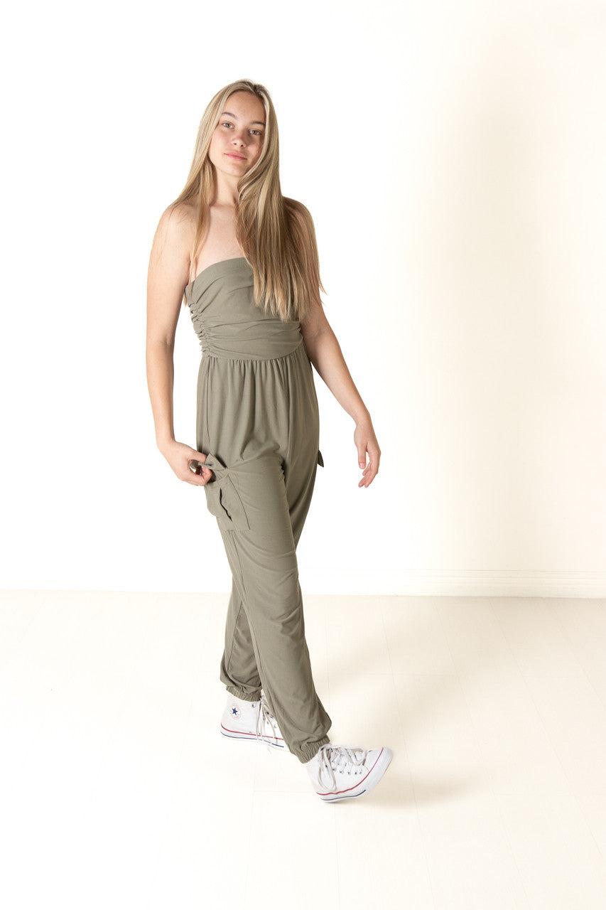 Olive Tube Cargo Jumpsuit Product Image