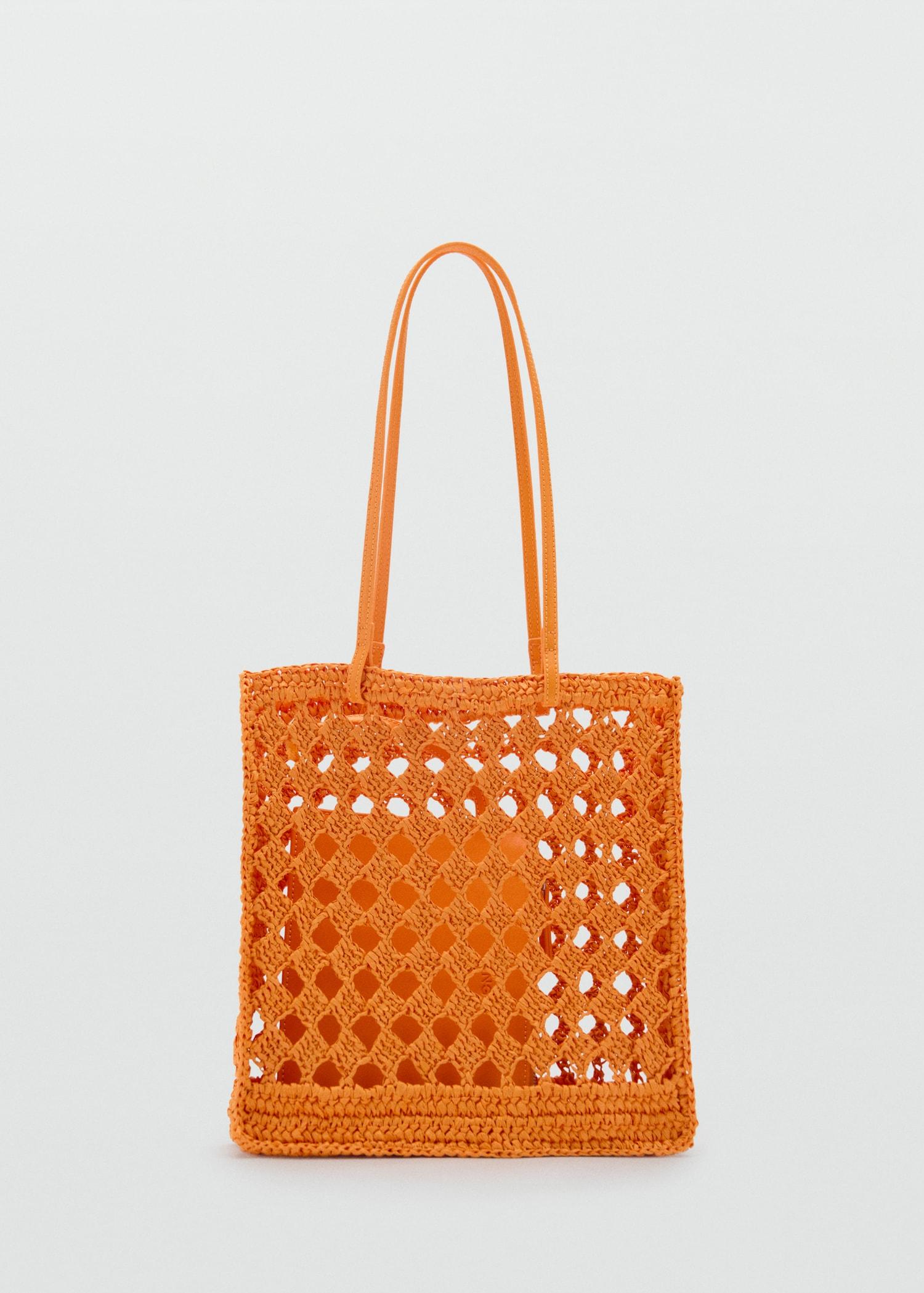 Natural fiber openwork shopper bag - Women | MANGO USA Product Image