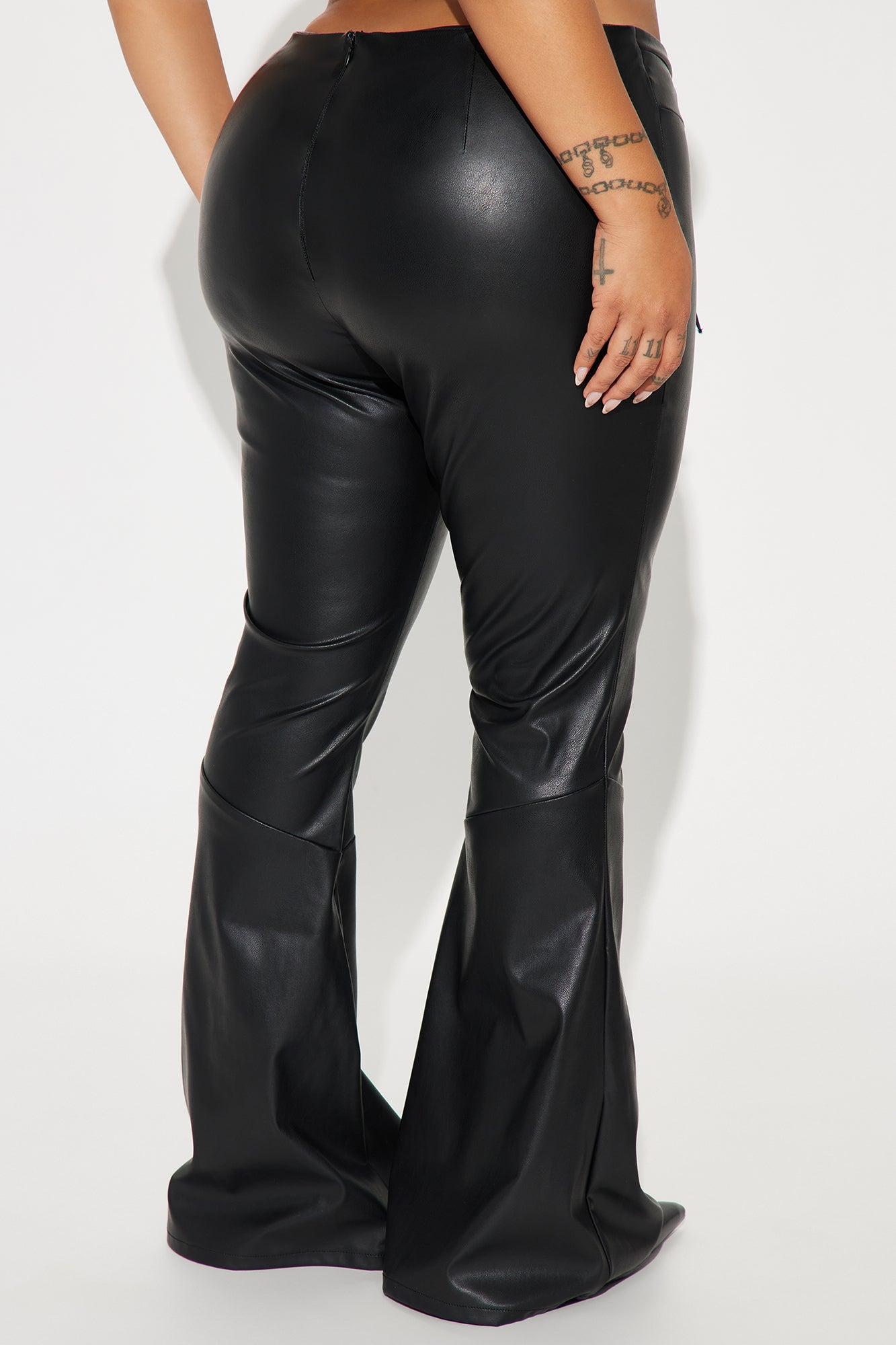 My Pleasure Faux Leather Flare Pant - Black Product Image