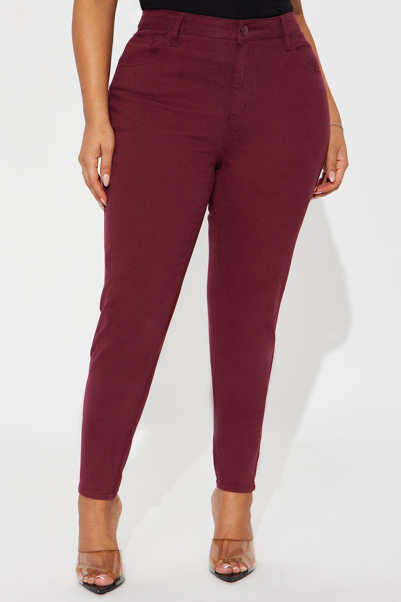 Skinny Uniform Pants - Burgundy Female Product Image