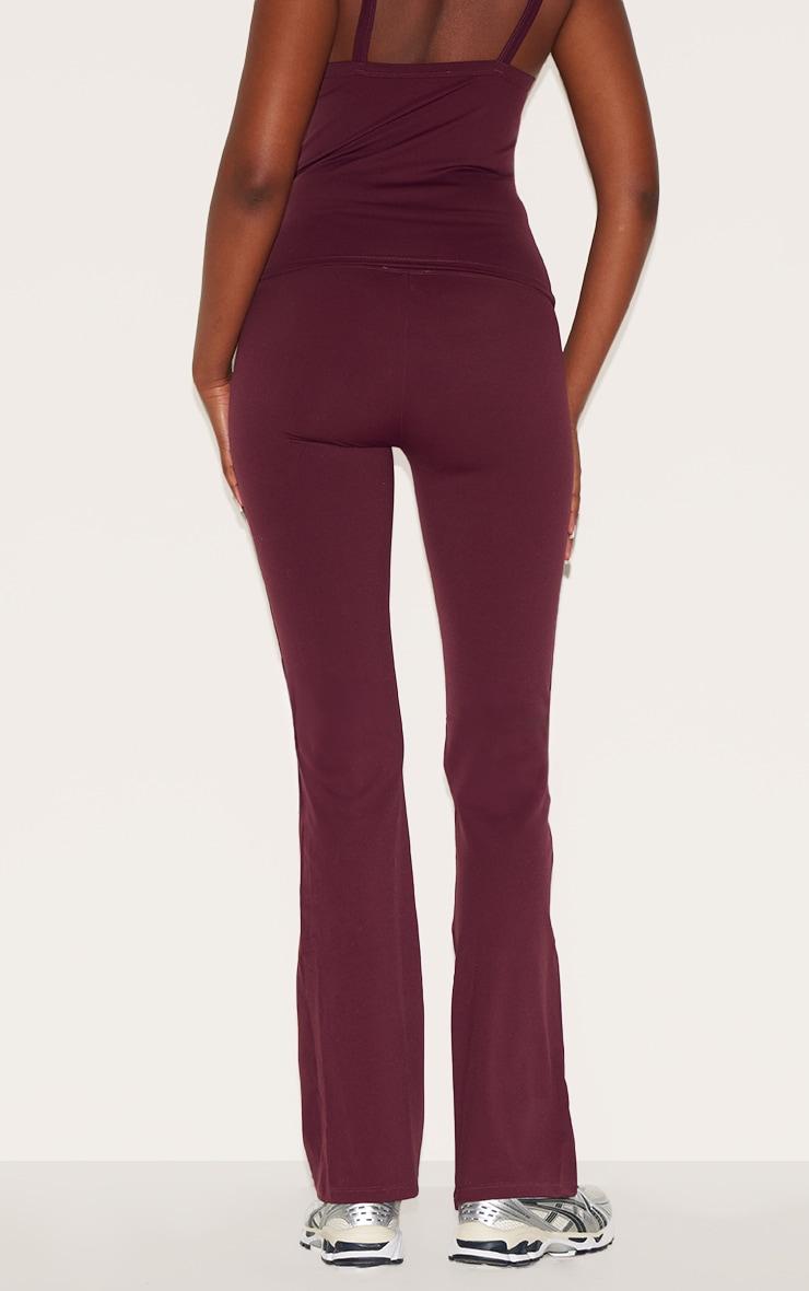 Burgundy Sculpt Wrap Waist Gym Leggings Product Image