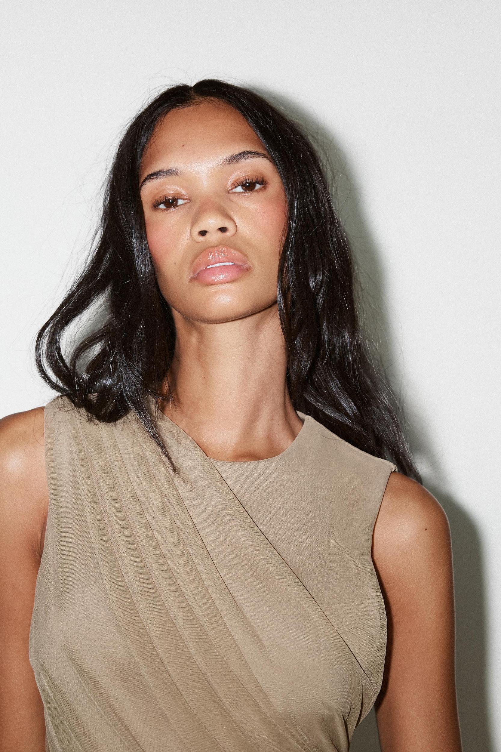 TULLE MIDI BODYCON DRESS Product Image