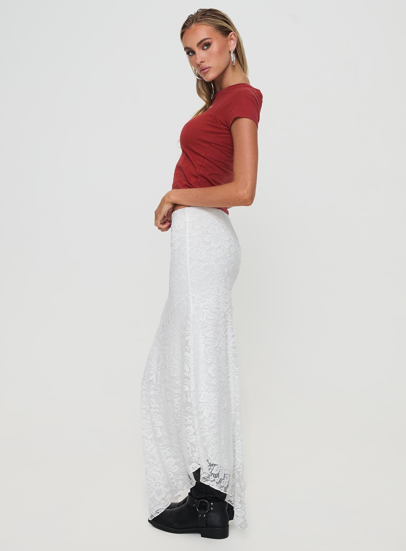 Cattanio Lace Midi Skirt White Product Image
