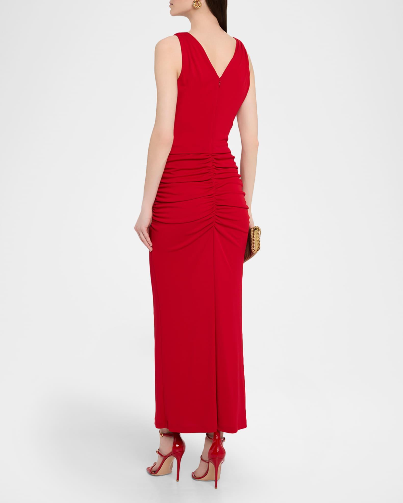 Ruched V-Neck Column Dress Product Image
