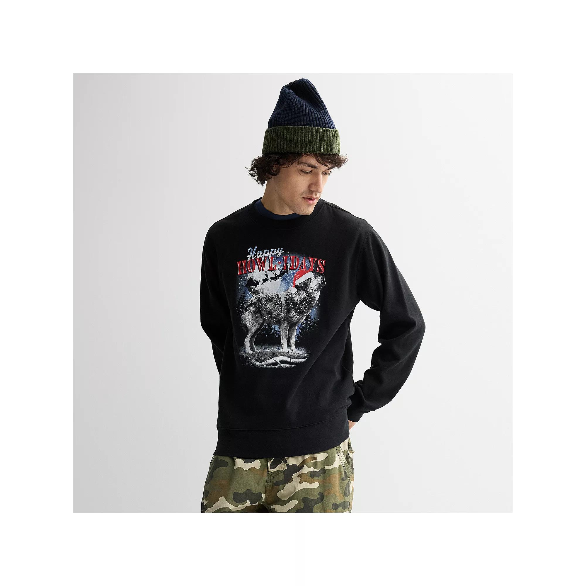 Men's Happy Howl-idays Graphic Fleece, Size: Small, Black Product Image