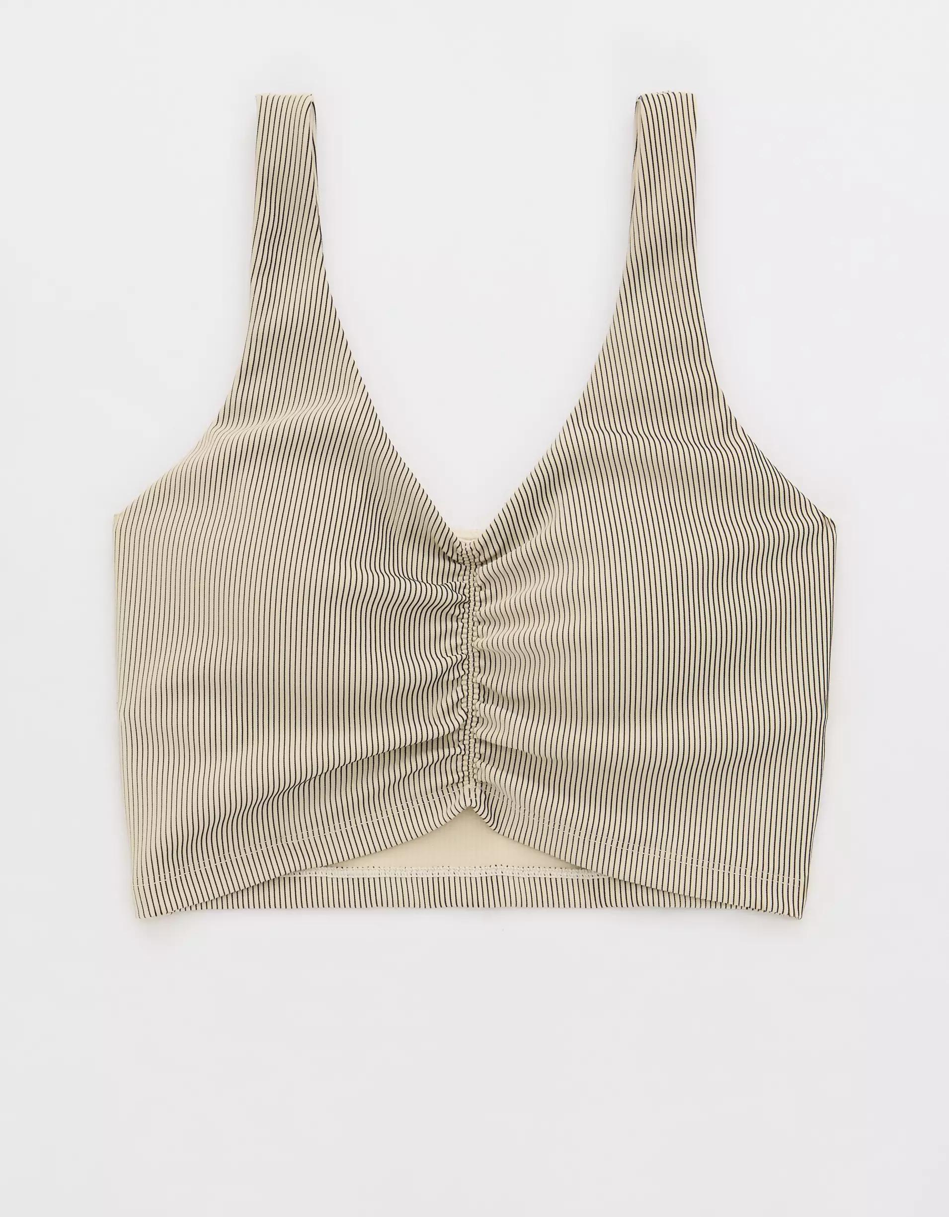 OFFLINE By Aerie Stripe Rib Ruched Low Key Sports Bra Product Image