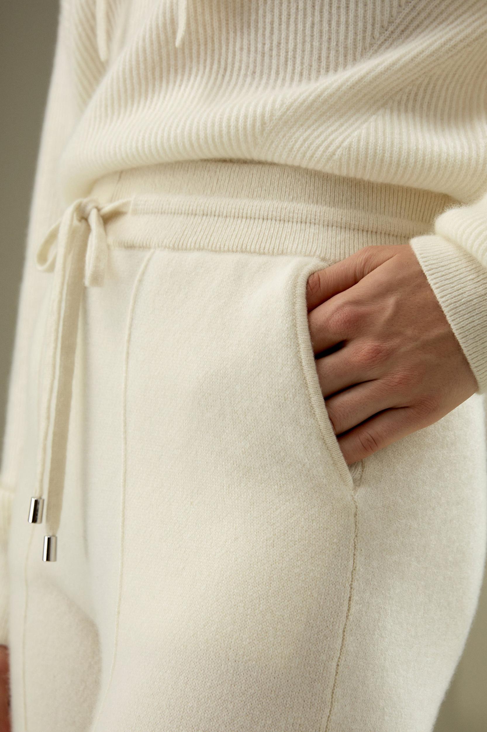 LILYSILK Cashmere Pant - for Women - White 100% Natural Cashmere - Breathable Regular Fit Pants S Product Image