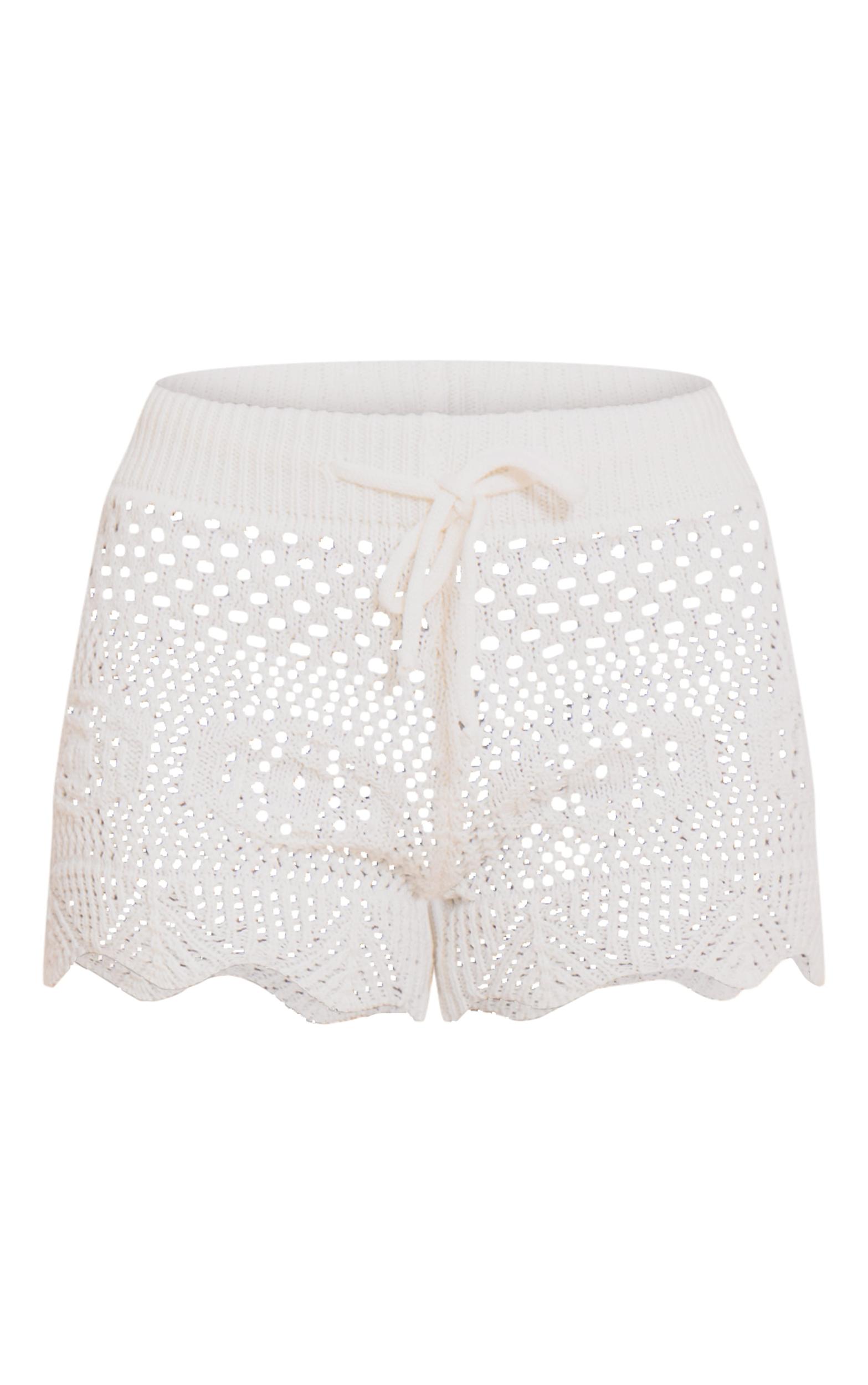  Petite White Crochet Knit Shorts Product Image