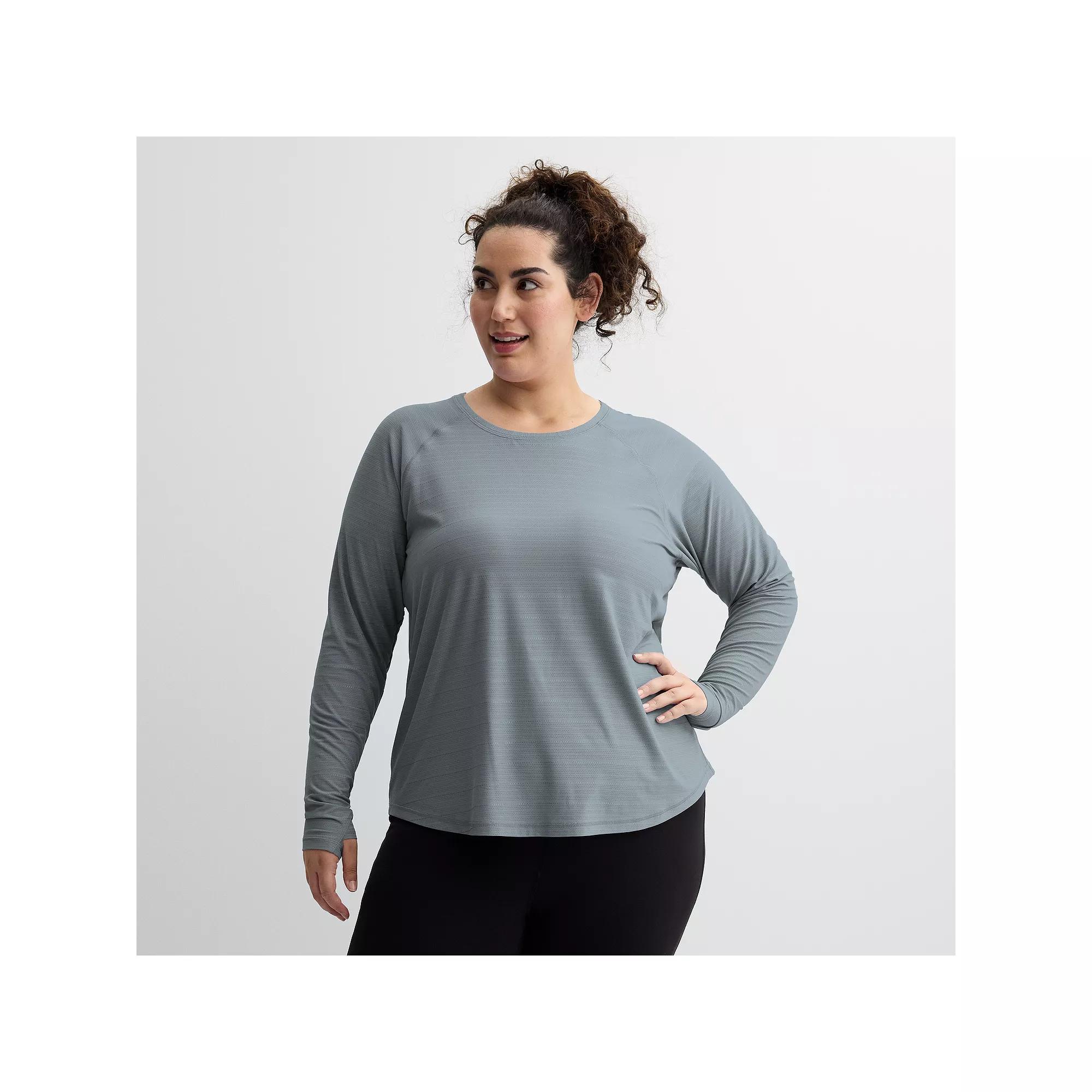 Plus Size Tek Gear® Mesh Long Sleeve T-Shirt, Women's, Size: 1XL, Rugged Green Product Image