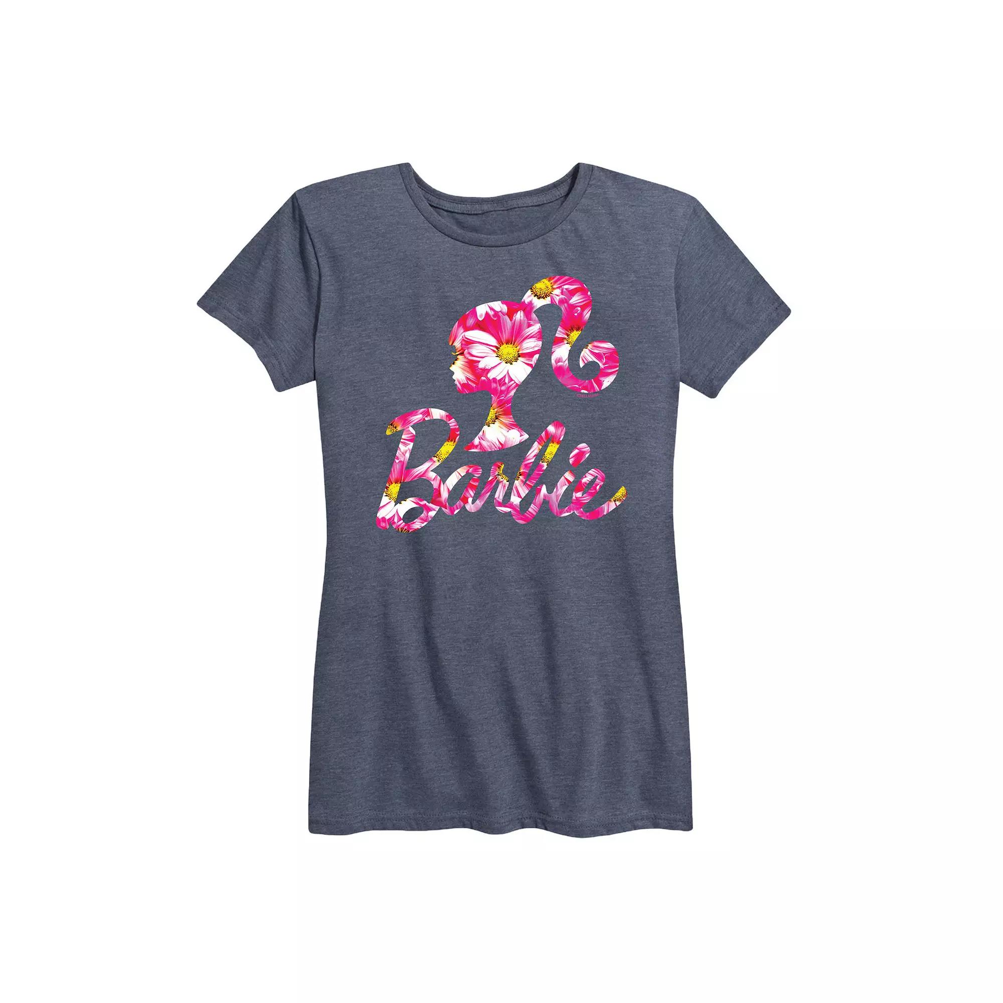 Women's Barbie Logo Pink Daisy Pattern Graphic Tee,  Product Image