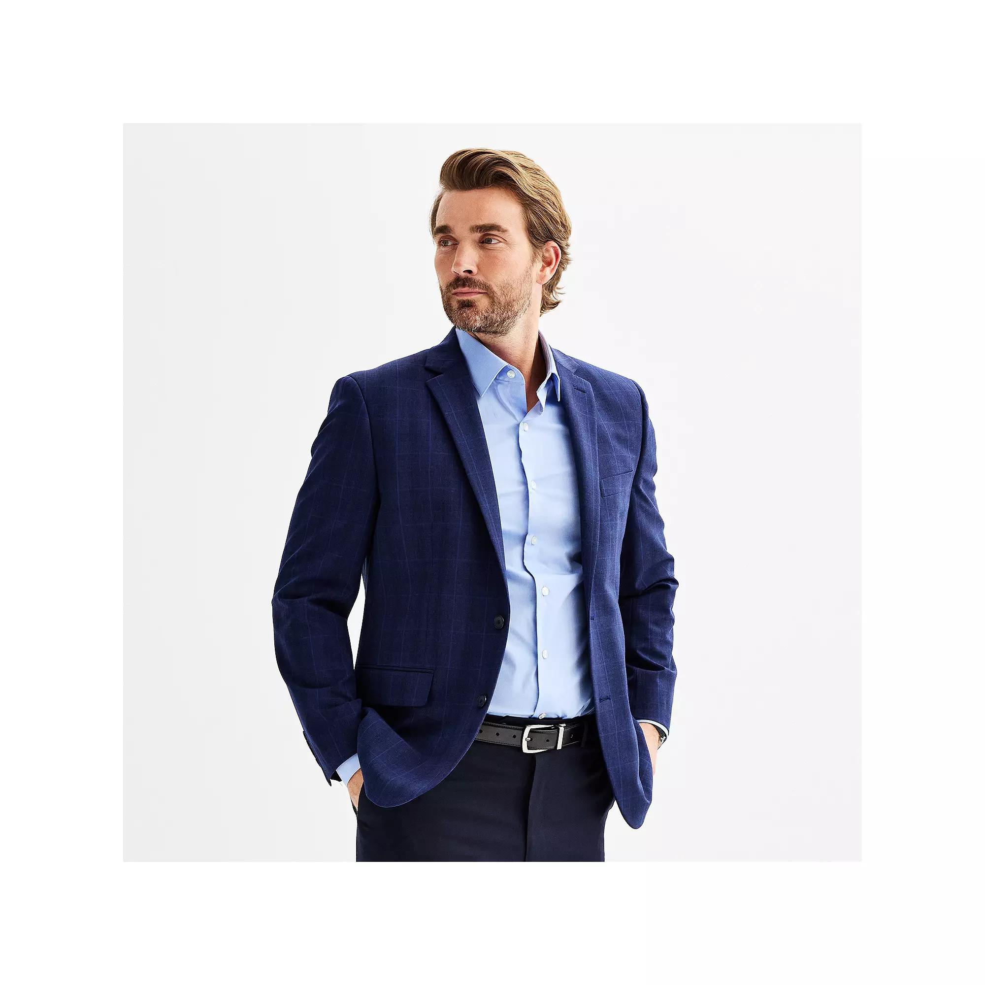 Men's Apt. 9® Premier Flex Slim-Fit Essential Sport Coat, Size: 46 - Regular, Blue Windowpane Product Image