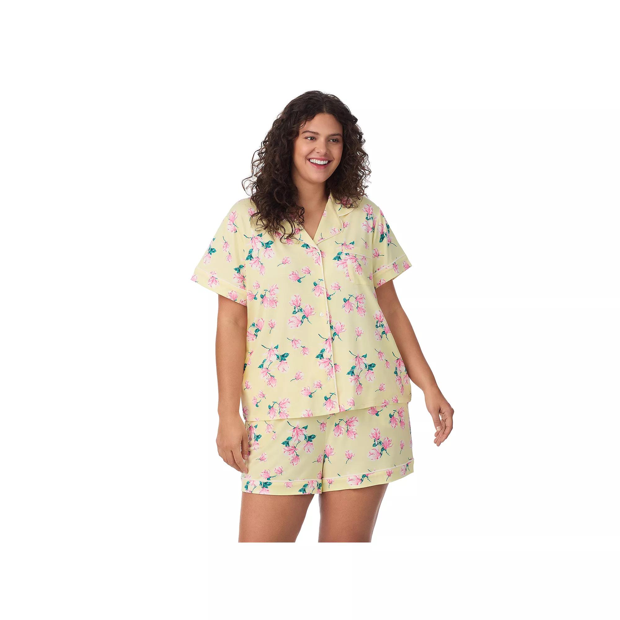 Plus Size Draper James 2-Piece Short Sleeve Notch Pajama Top & Pajama Shorts Set, Women's, Size: 1XL, Lt Blue Field Flower Product Image