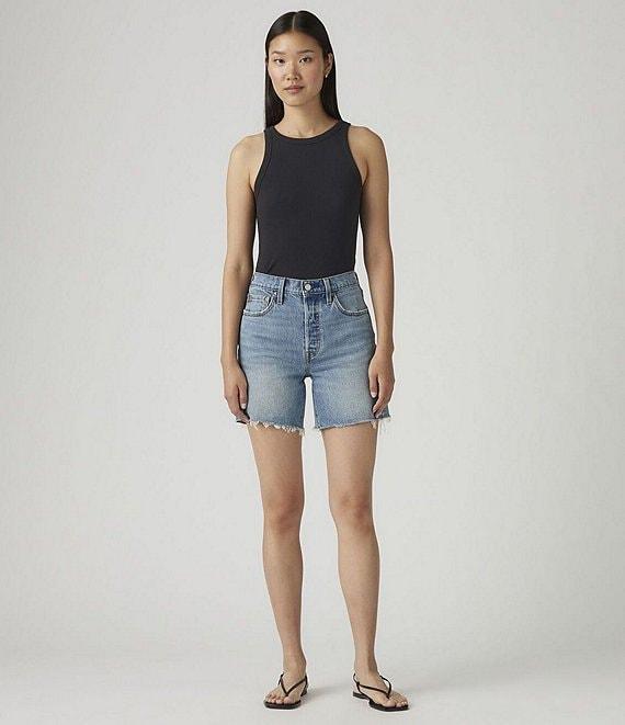 Levi's® 501® Original High Rise Mid Thigh Frayed Hem Denim Shorts Product Image