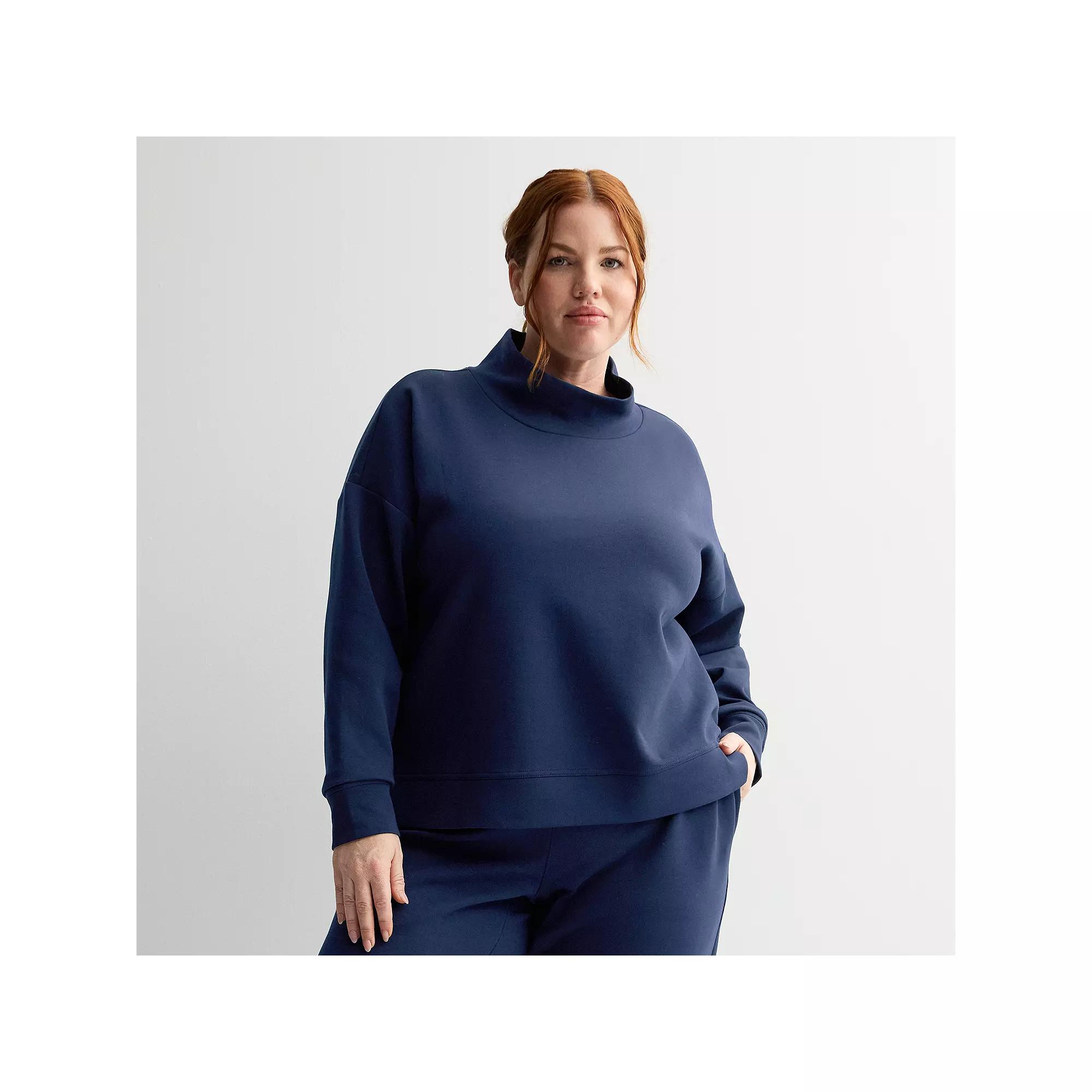Plus Size Tek Gear Double Knit Funnel Neck Sweater, Women's, Size: 1XL, Blue Romance Product Image
