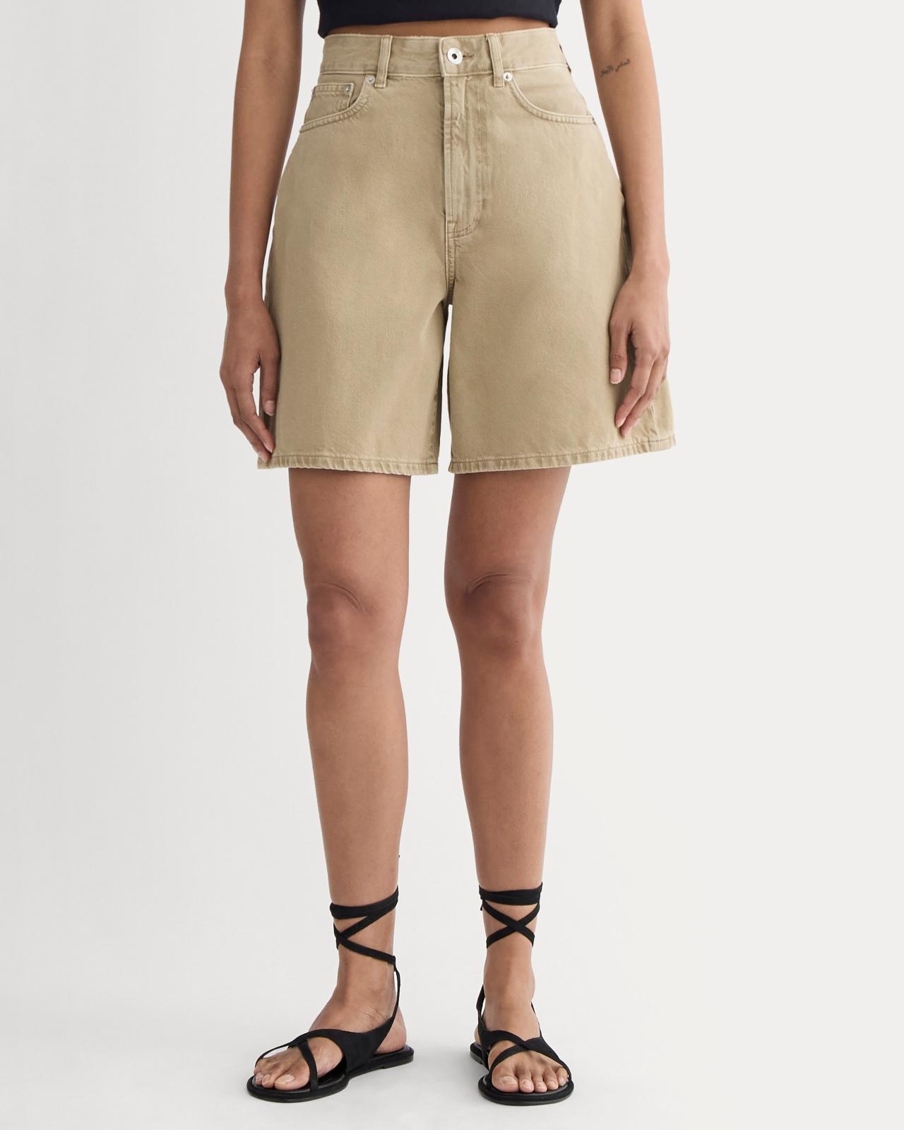 The Long A-Line Denim Short Product Image