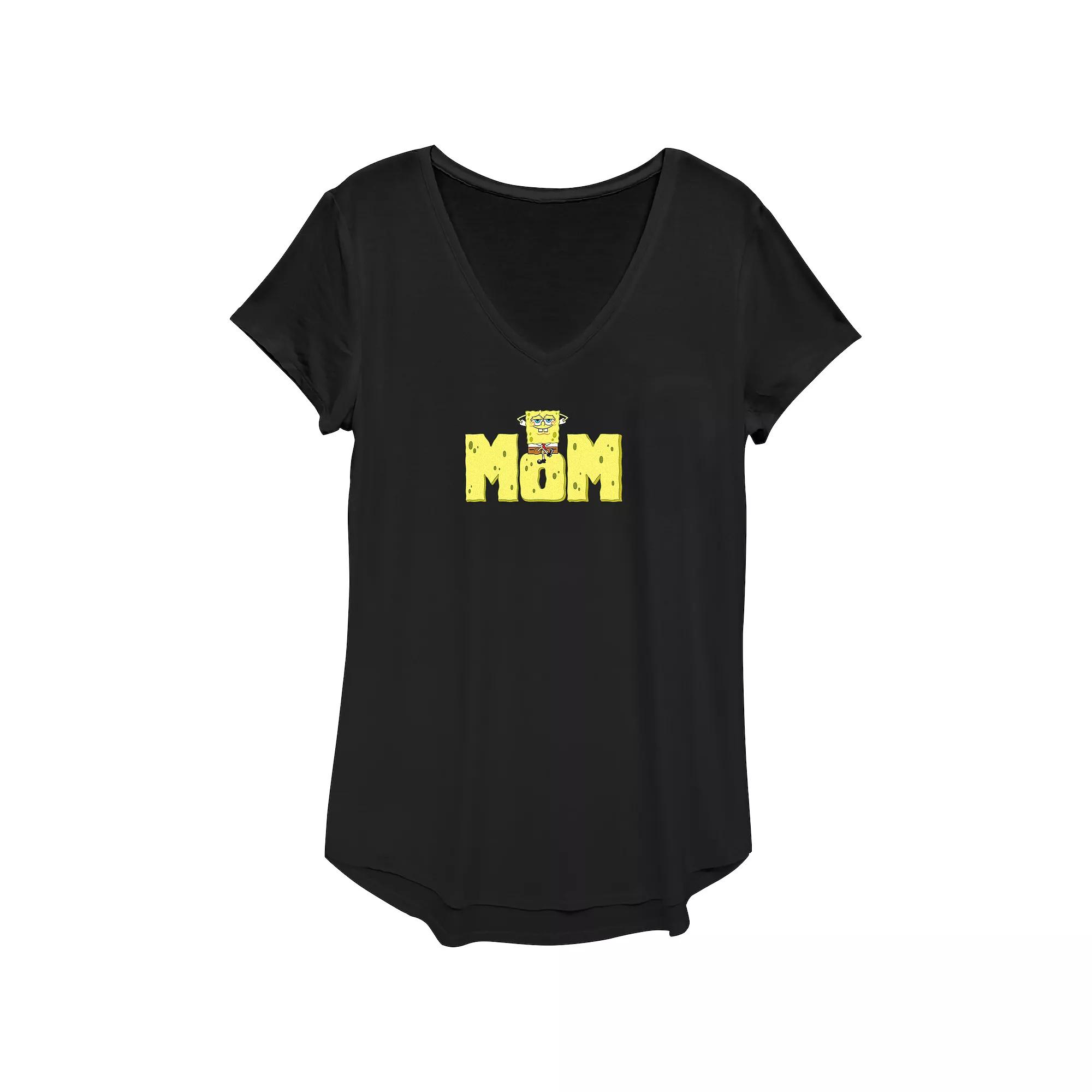 Women's SpongeBob SquarePants Mom Graphic Tee, Size: XS, Black Product Image