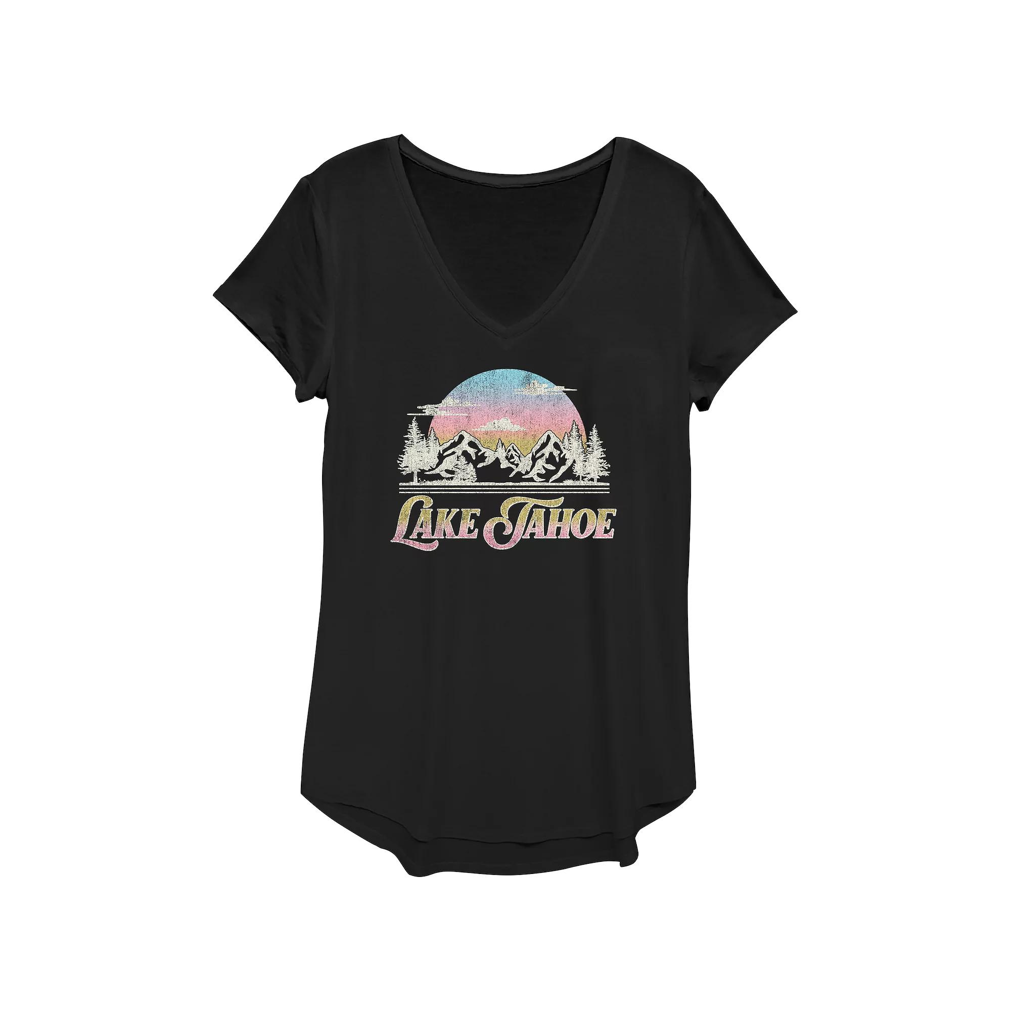 Women's Lake Tahoe Forest Landscape Graphic Tee, Girl's, Size: XS, Black Product Image