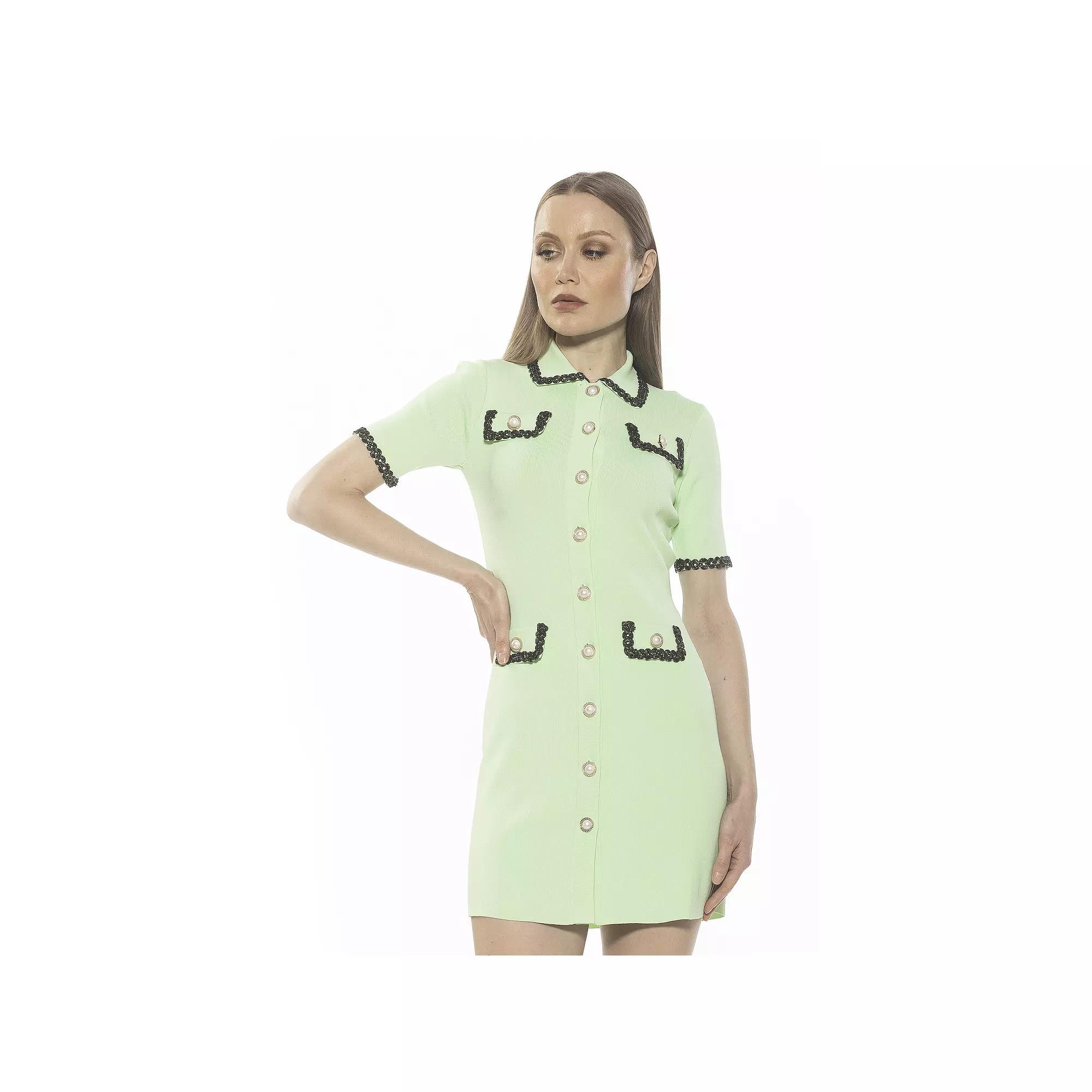 Women's ALEXIA ADMOR Odette Knit Button Down Short Sleeve Dress,  Product Image