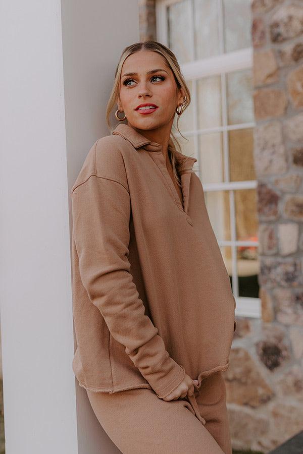 Cozy Cues Sweatshirt in Camel Product Image
