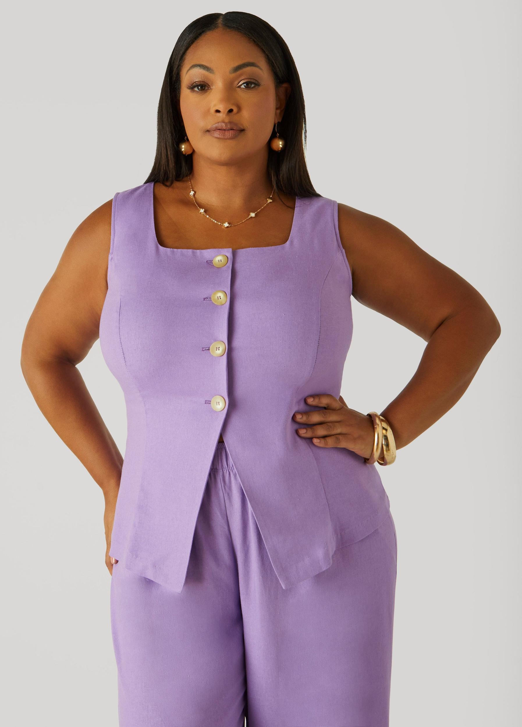Plus Size Button Front Vest Ashley Stewart Product Image