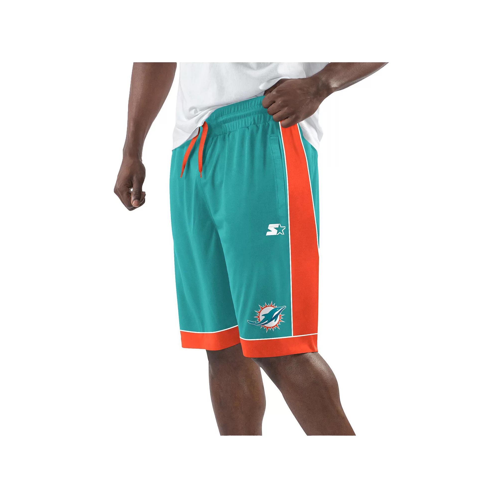 Men's Starter Aqua/Orange Miami Dolphins Fan Favorite Fashion Shorts, Size: XL, Turquoise A Product Image