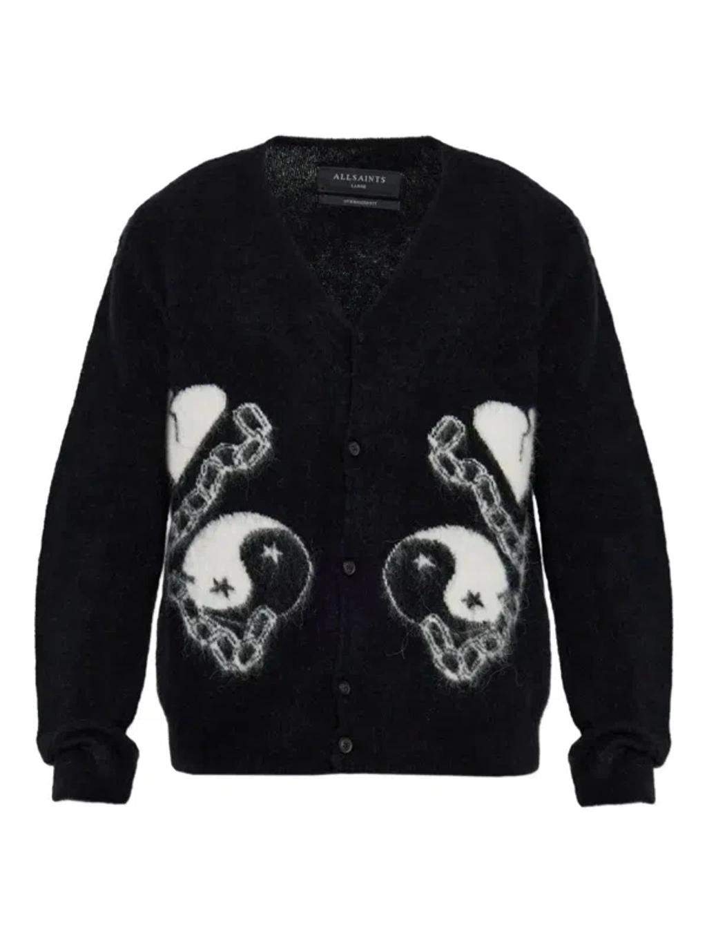 ALLSAINTS Wool-blend Reflections Cardigan In Black Product Image