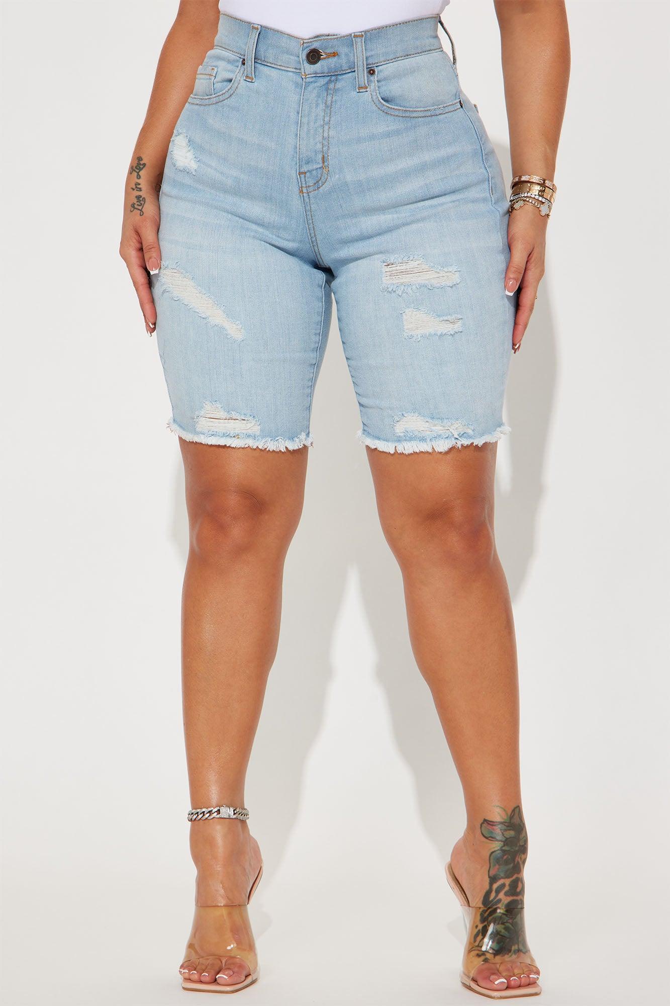 Tight Squeeze Lux Stretch Denim Bermuda Shorts - Light Wash Product Image