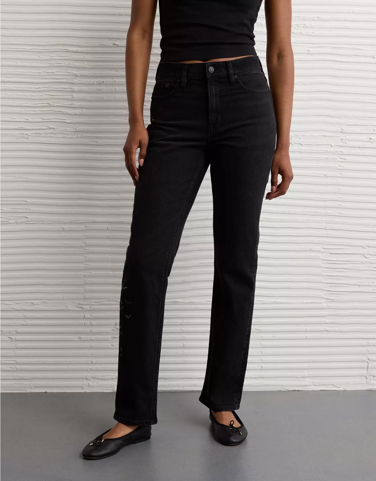 AE Stretch Super High-Waisted Straight Jean Product Image