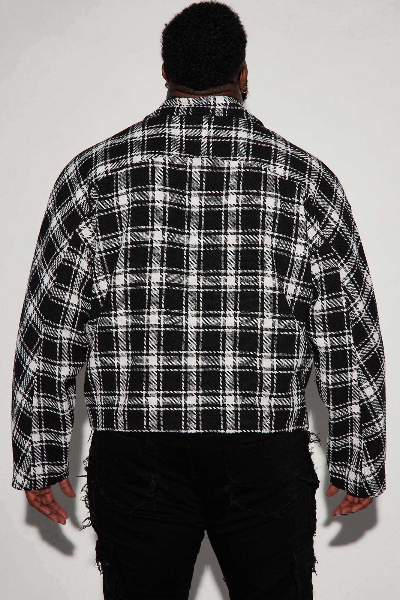 Fitch Tweed Plaid Cropped Jacket - Black/combo Product Image