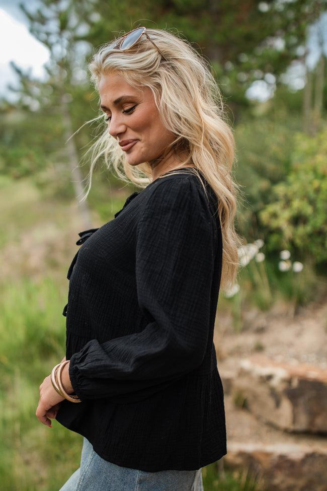 Close To Me Black Bow Detail Blouse FINAL SALE Product Image