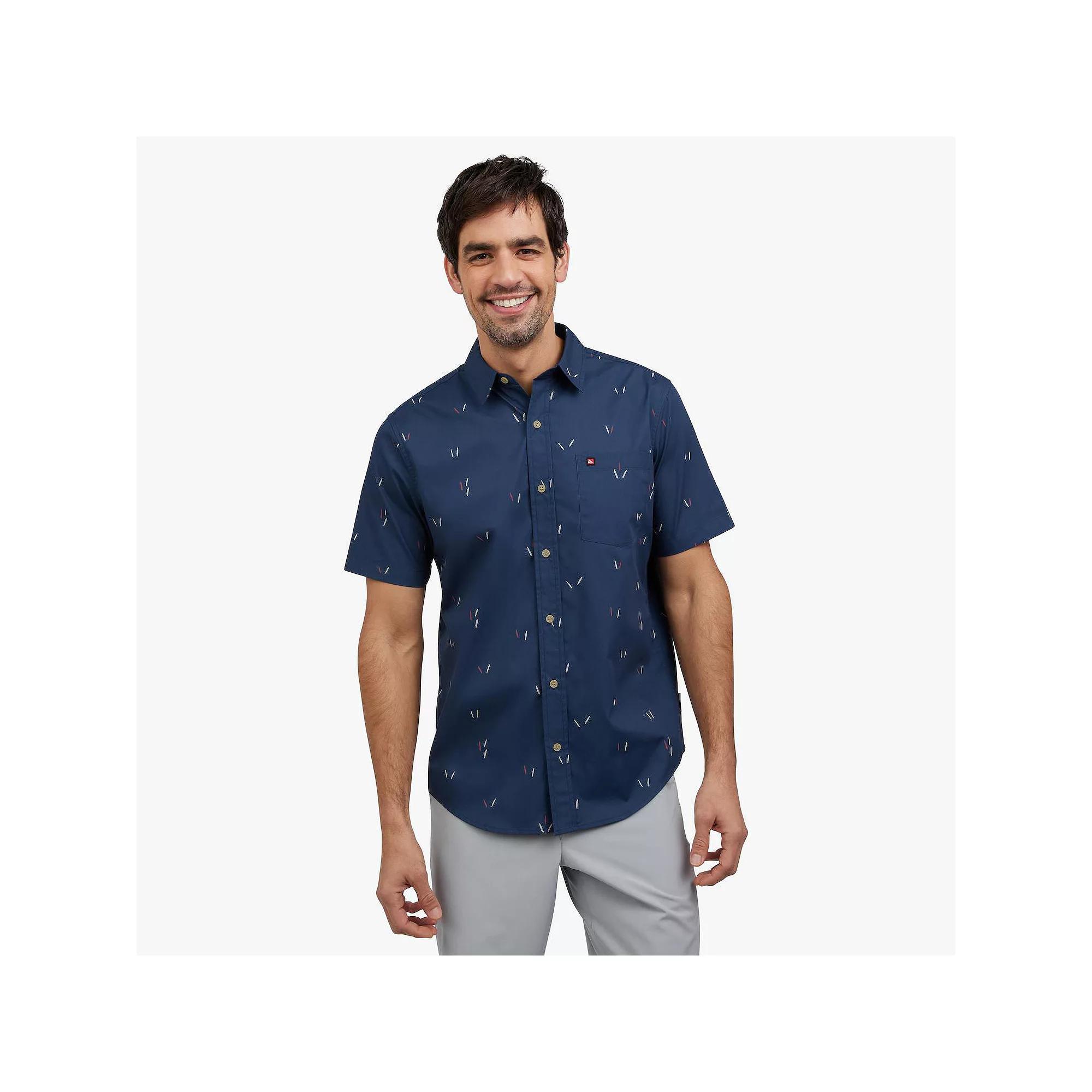 Men's Quiksilver Short Sleeve Button Down Shirt, Size: Large, Blue Product Image