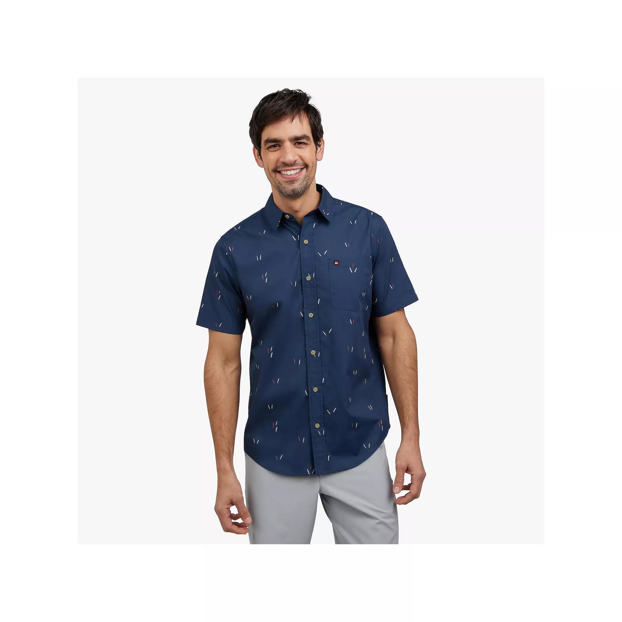 Men's Quiksilver Short Sleeve Button Down Shirt, Size: Large, Blue Product Image
