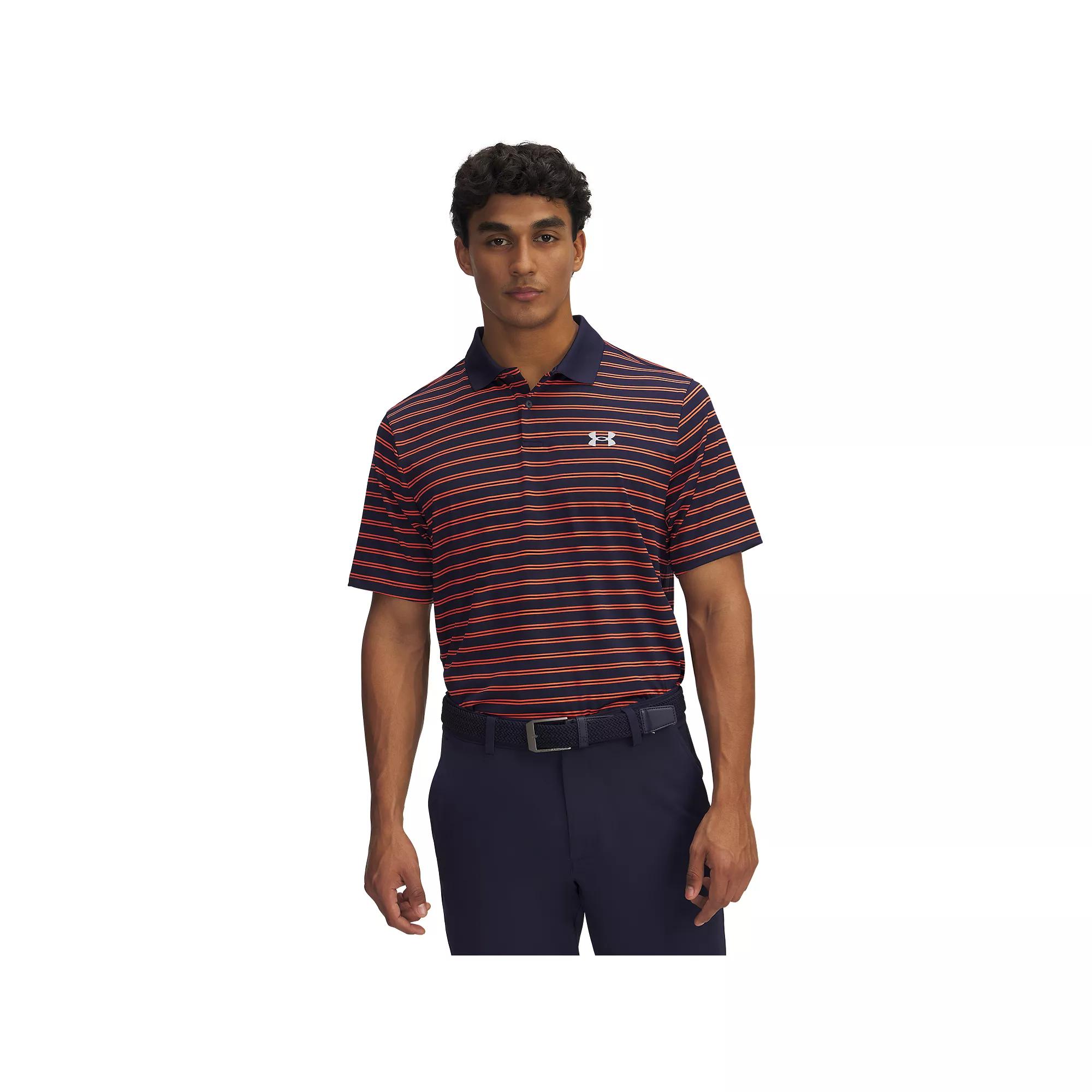 Men's Under Armour Performance 3.0 Stripe Polo, Size: Large, Navy Red Product Image