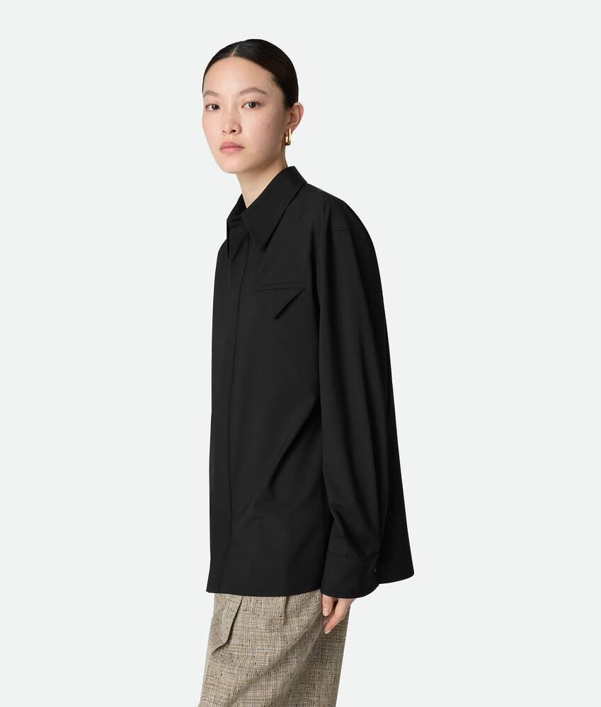 Women's Fine Wool Shirt in Black Product Image