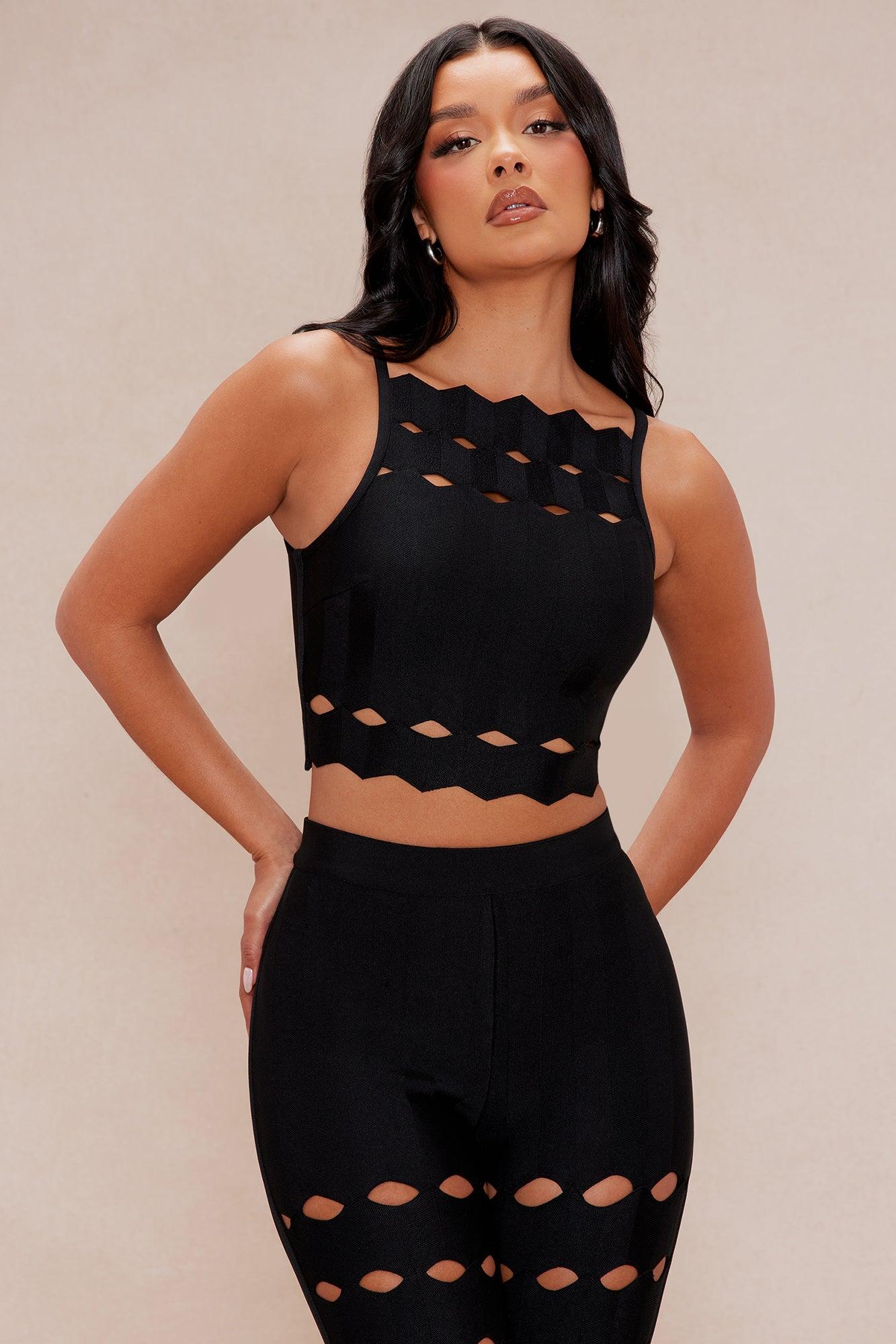 Brielle Cut Out Bandage Set - Black Product Image