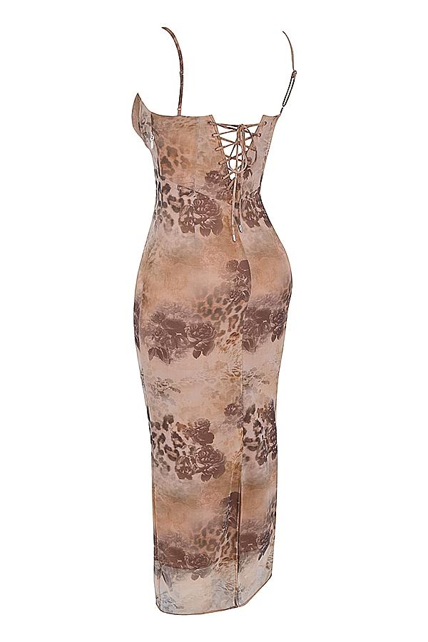 Aiza  cream floral print maxi dress Product Image