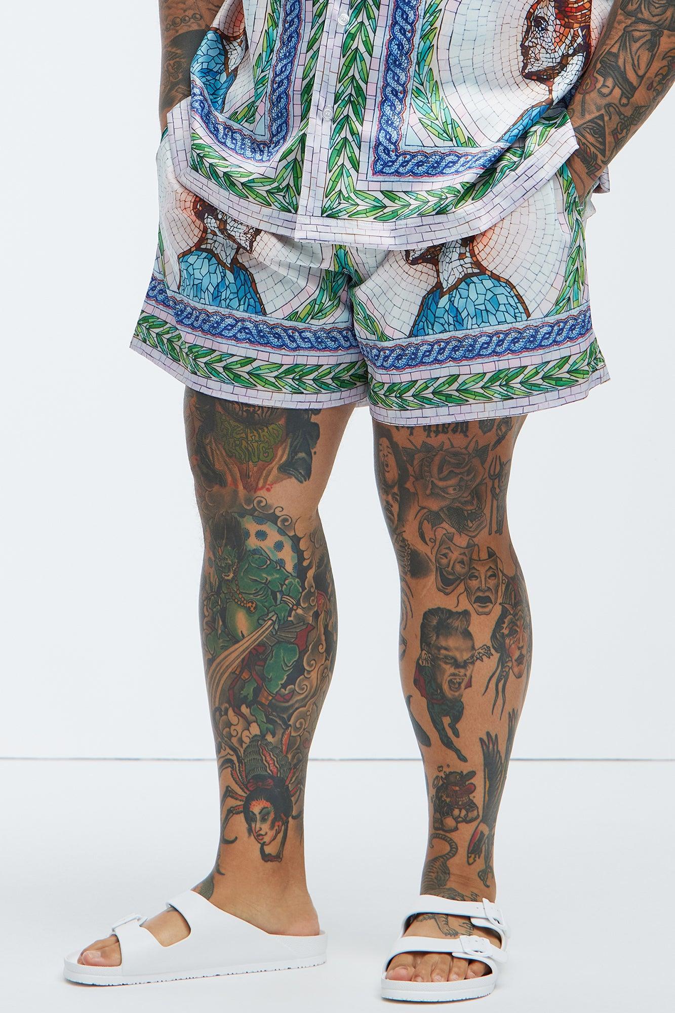 Atherton Mosaic Swim Mid Trunk - Blue/combo Product Image