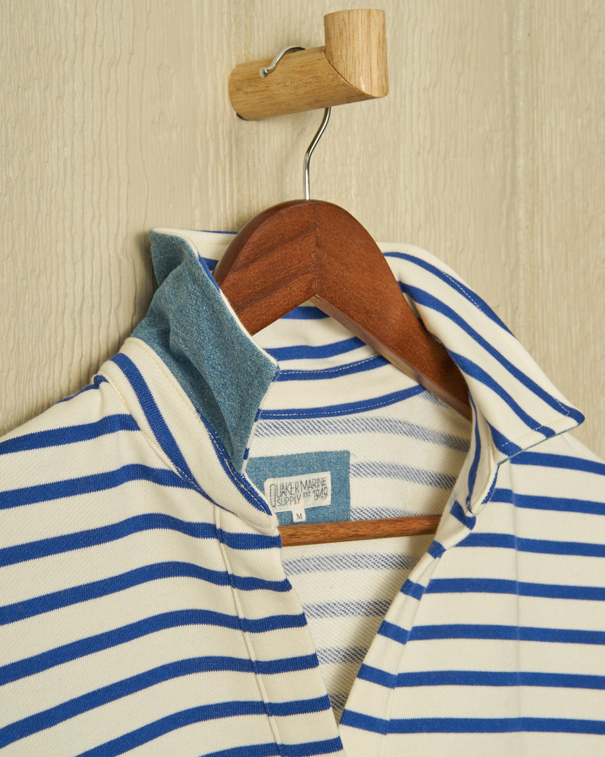 Inlet Pullover in Cream/Atlantic Blue Loopback Terry Product Image