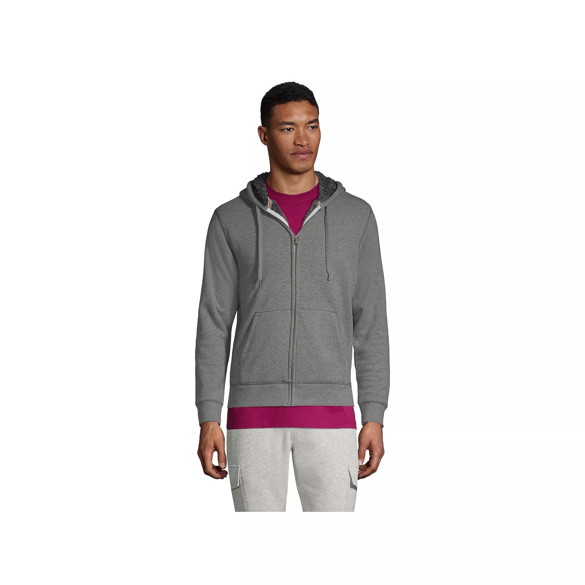 Men's Lands' End Serious Sweats Full-Zip Sherpa Hoodie,  Product Image
