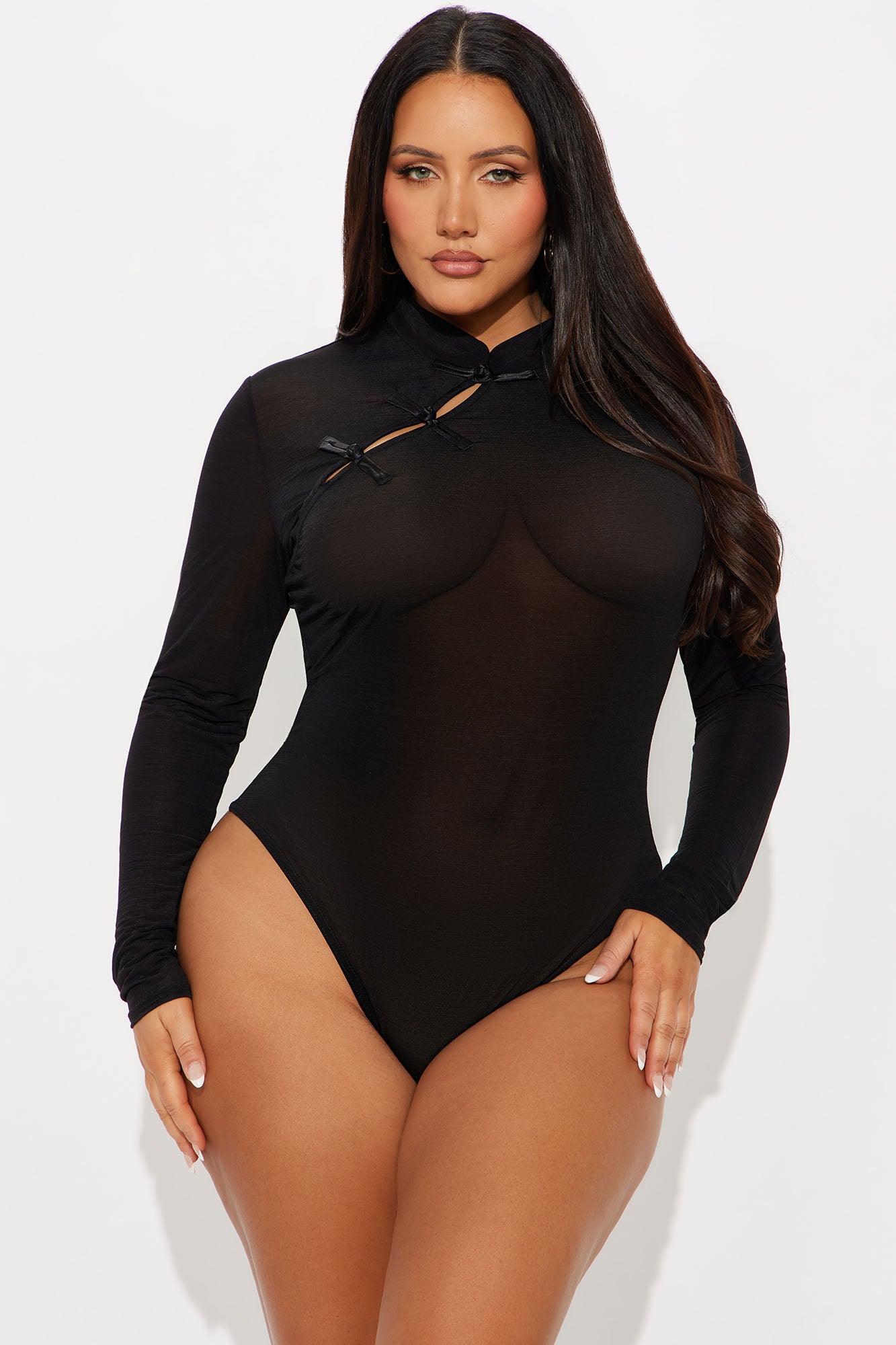 Make A Move Mock Neck Bodysuit - Black Female Product Image