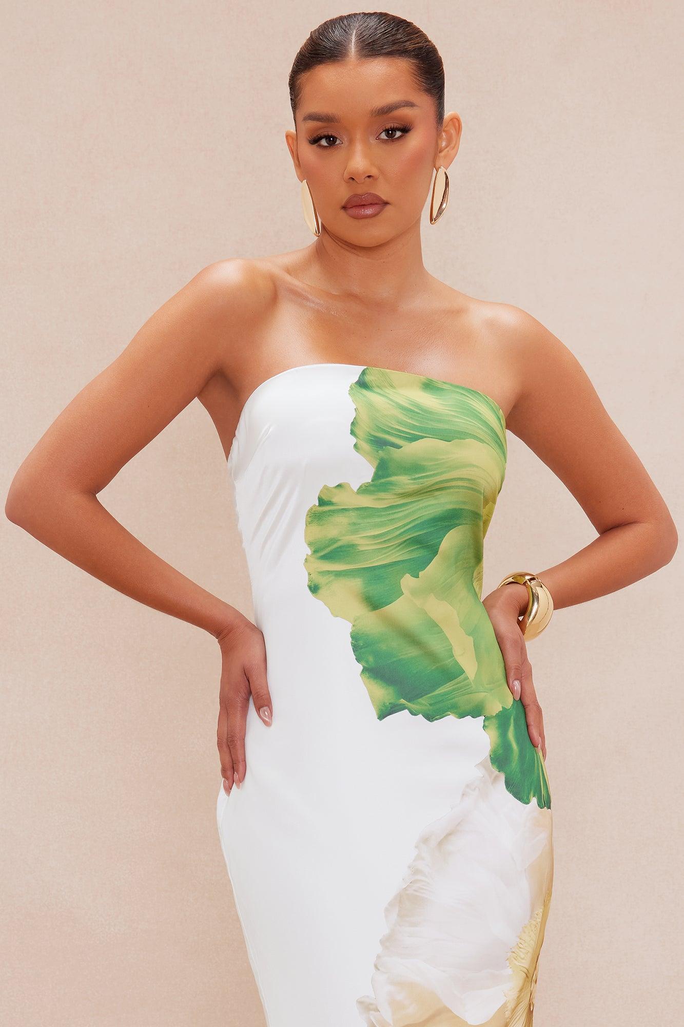 Alana Satin Maxi Dress - White/combo Product Image