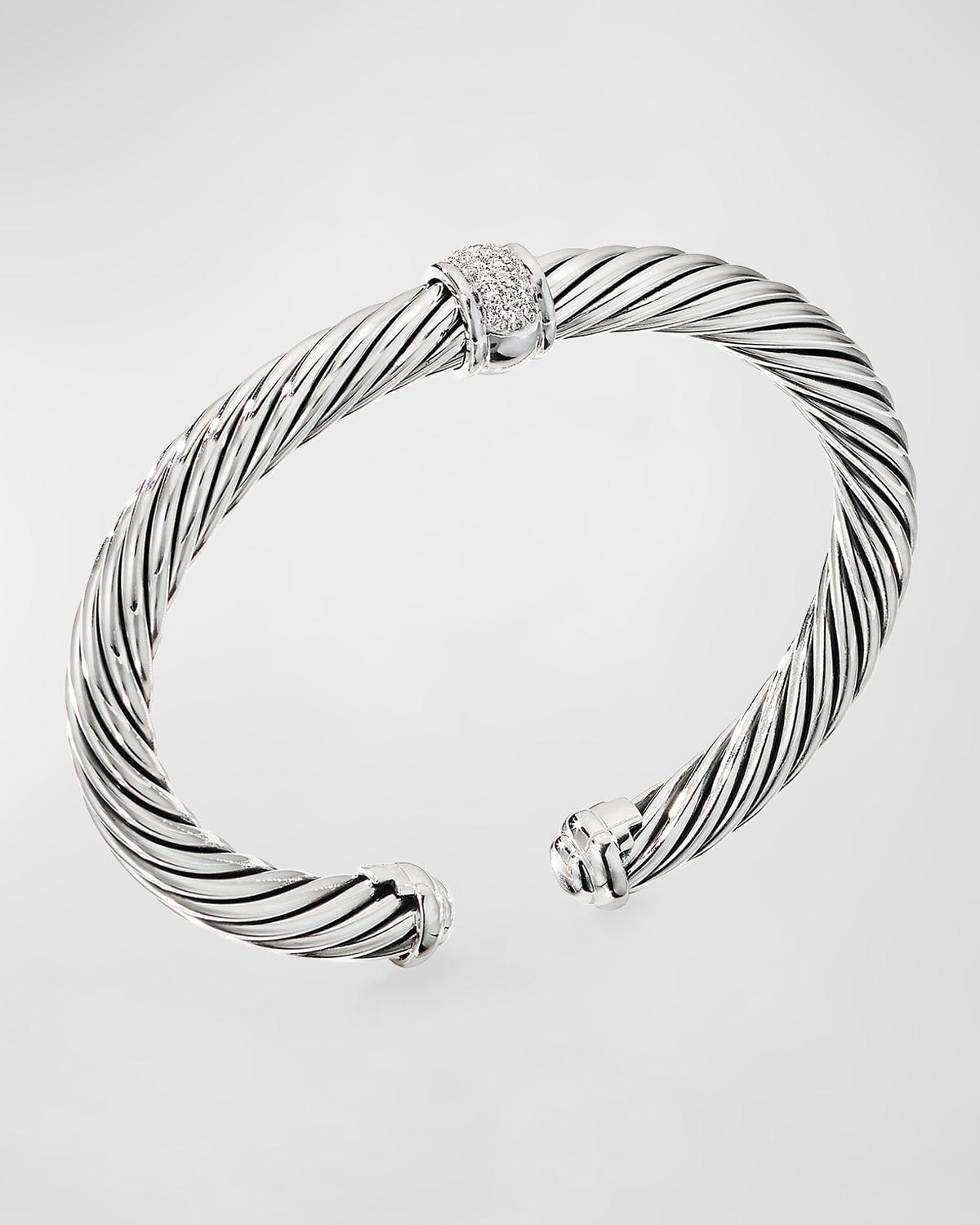 Womens Cable Classics Bracelet with Pav Diamond Station Product Image
