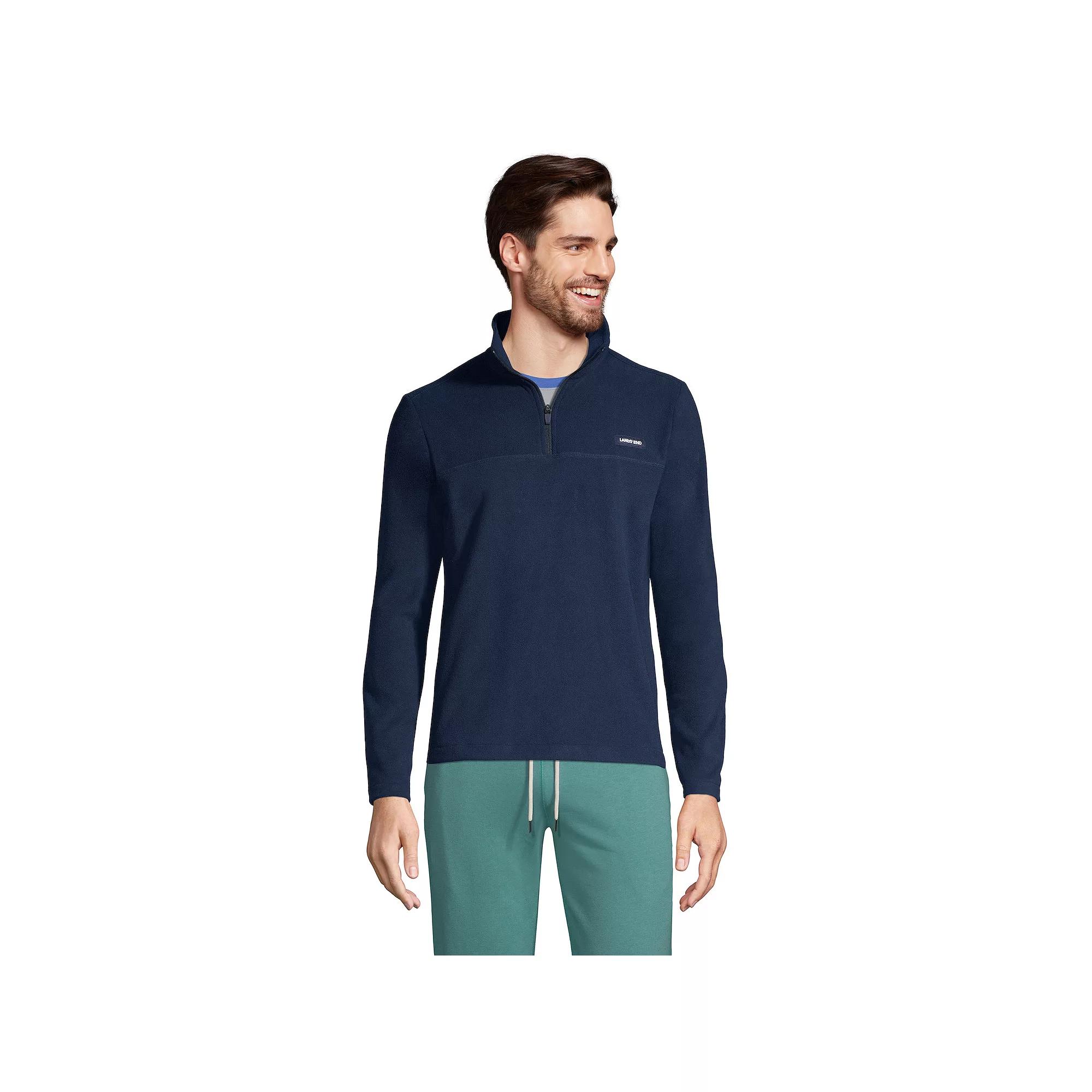 Big & Tall Lands' End Logo Fleece Quarter-Zip Pullover, Men's,  Product Image