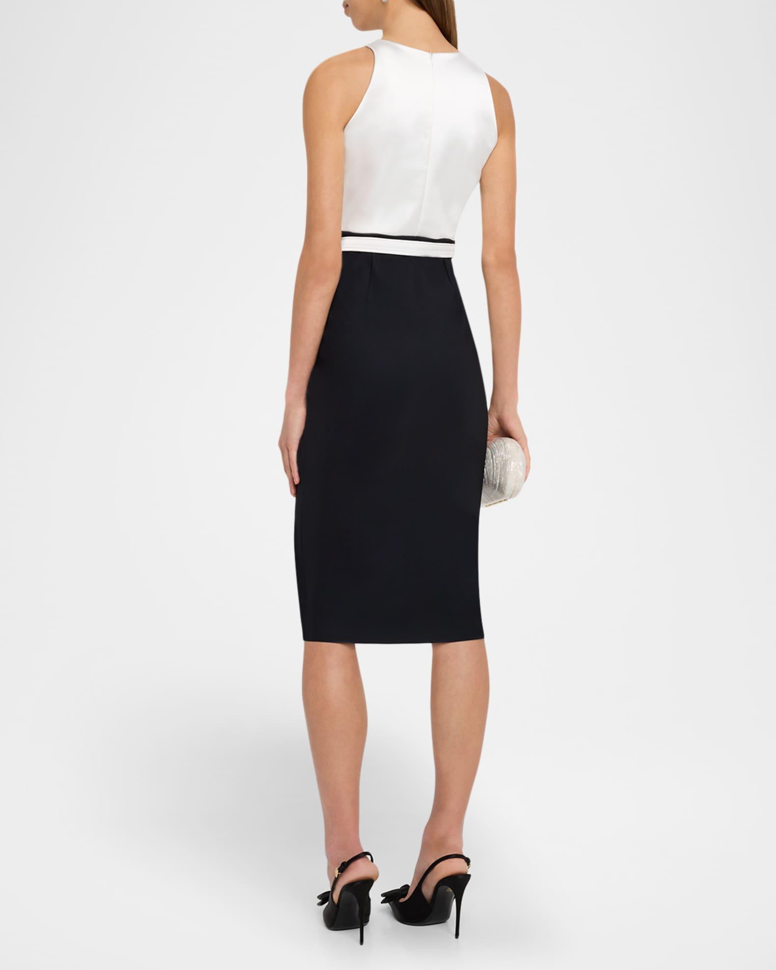 Sleeveless Satin & Jersey Bodycon Dress Product Image