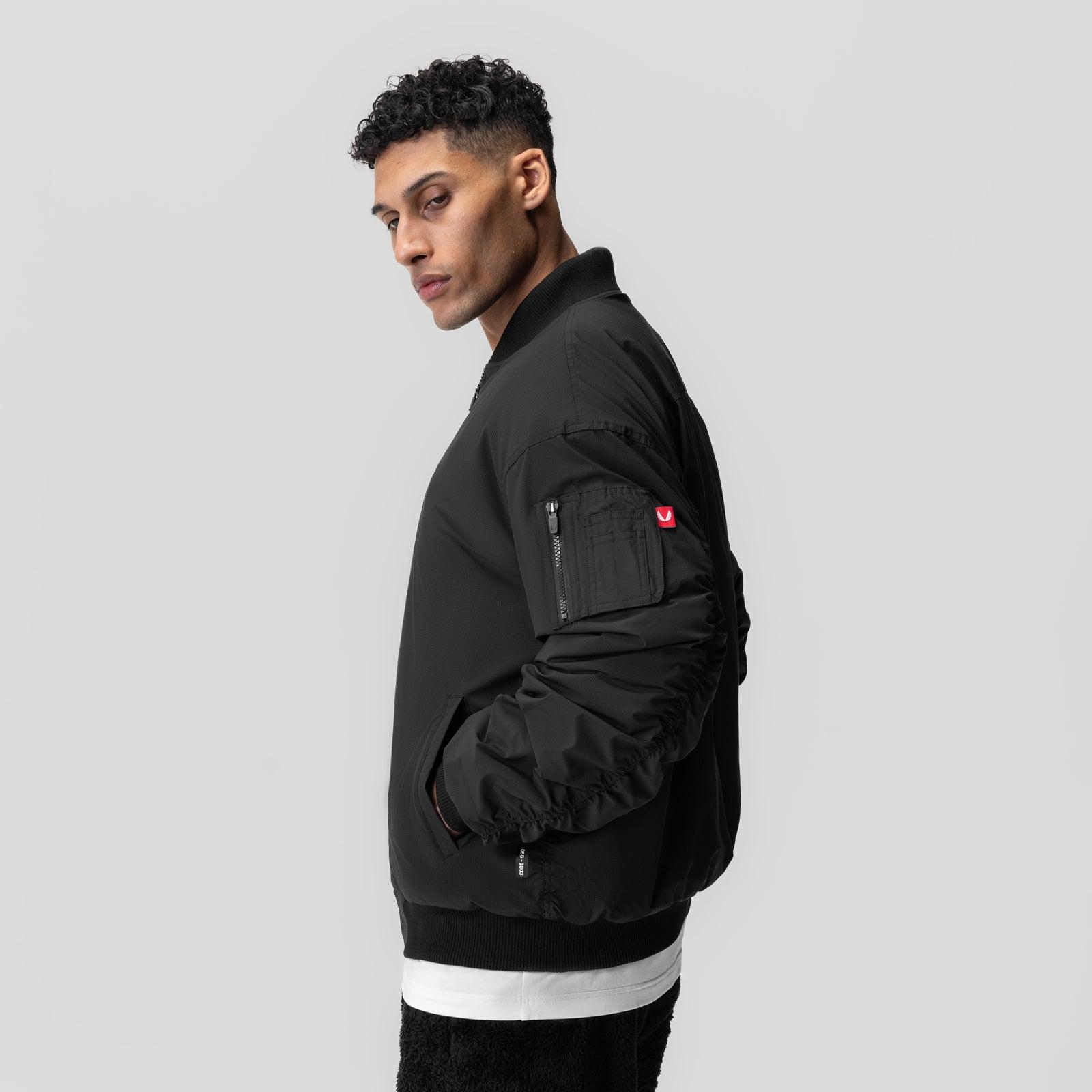 1003. Sherpa-Lined Insulated Bomber Jacket - Black Product Image