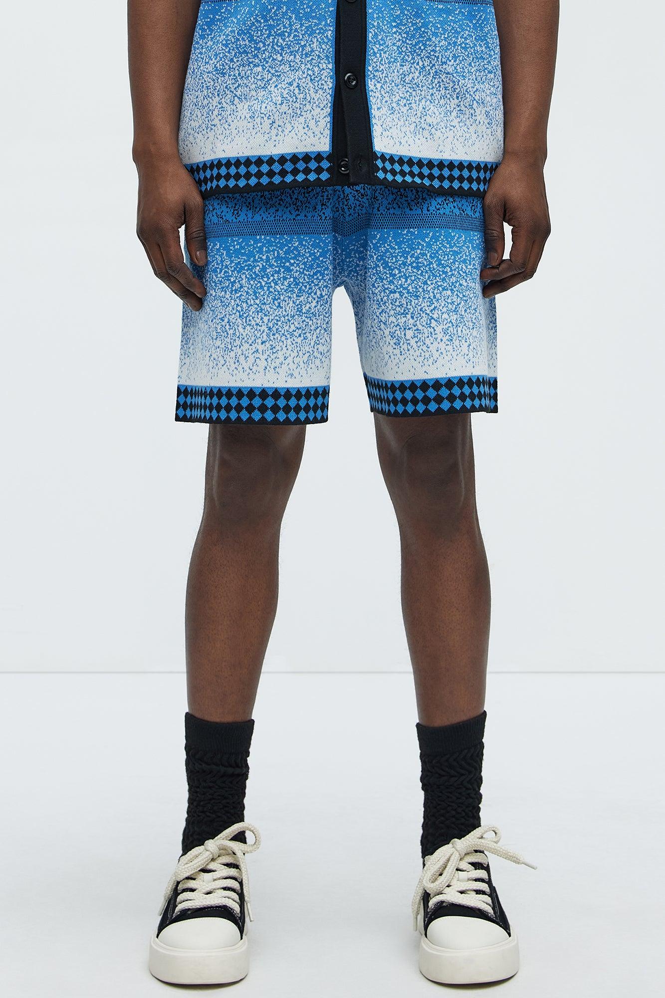 Day To Night Gradient Relaxed Knitted Shorts - Multi Color Product Image