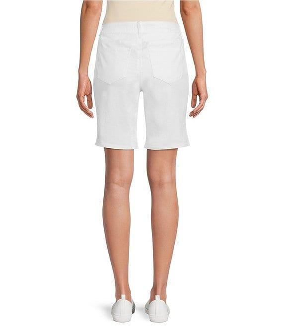 NYDJ Ella Crepe Valley Print Slim Fit Mid Rise Slit Hem Stretch Denim Shorts Product Image