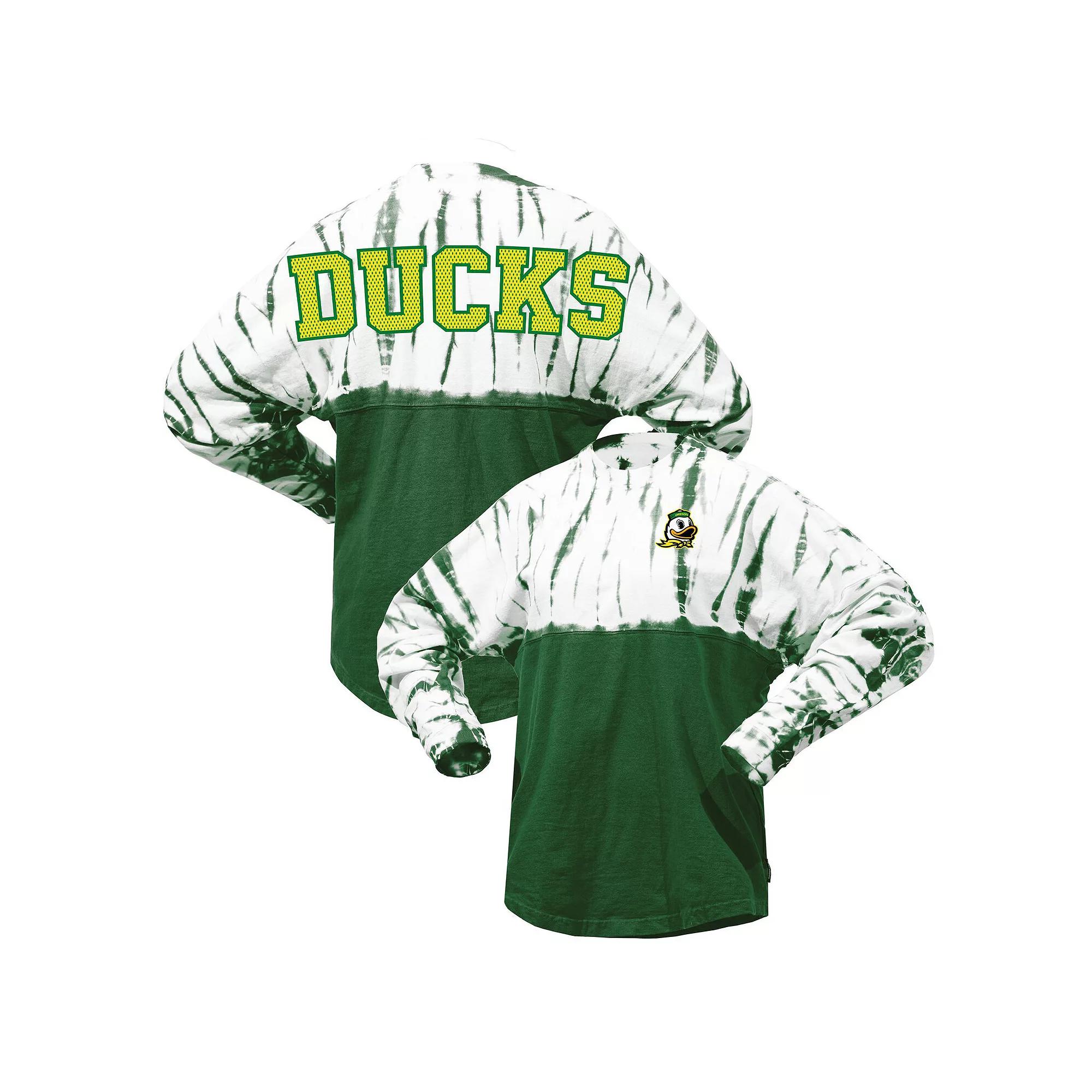 Women's Green Oregon Ducks Tie-Dye Long Sleeve Jersey T-Shirt, Size: XS Product Image